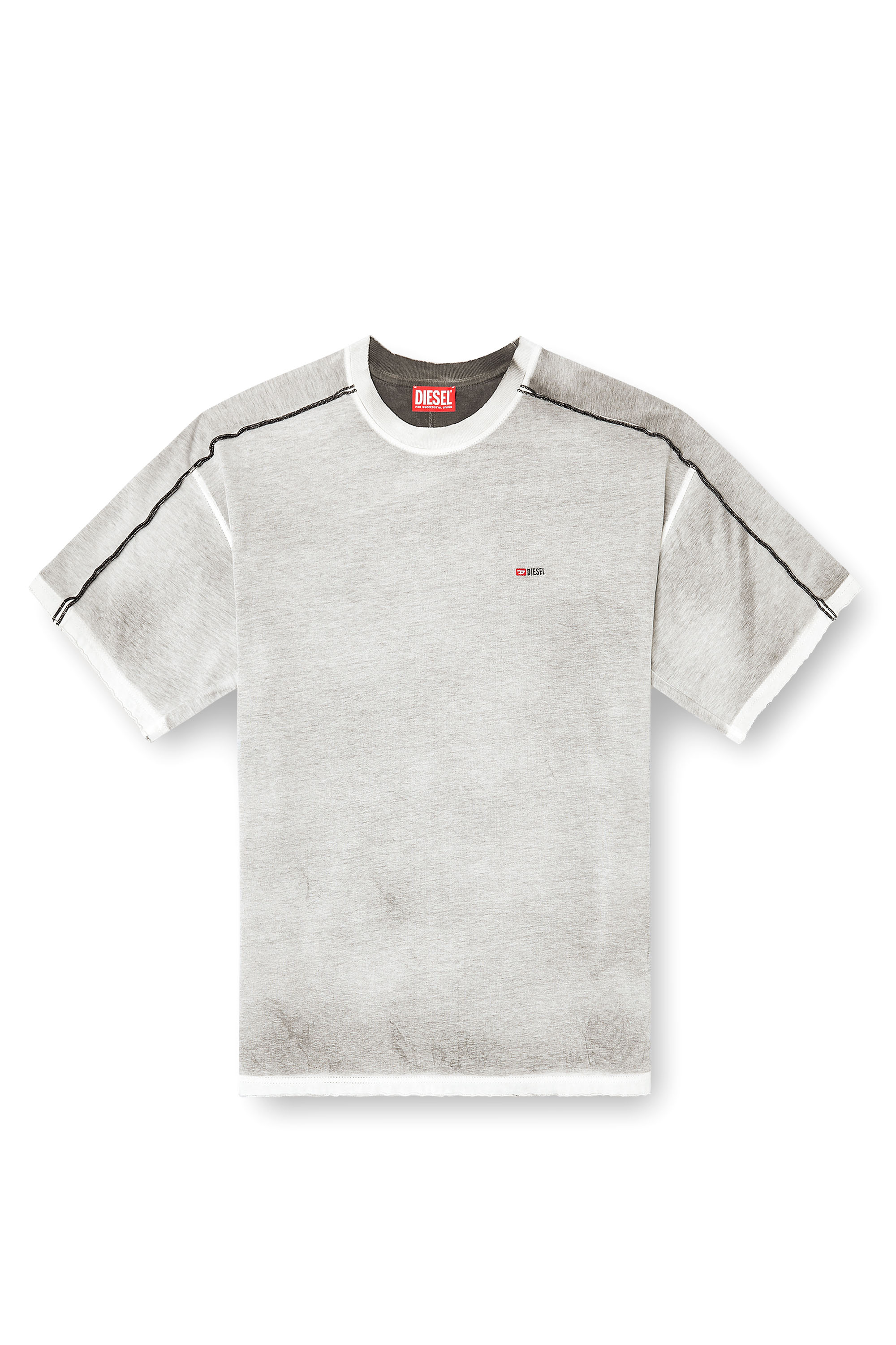 Diesel - T-RIVEN, Man's Relaxed cotton T-shirt with colour spray in Light Grey - 2