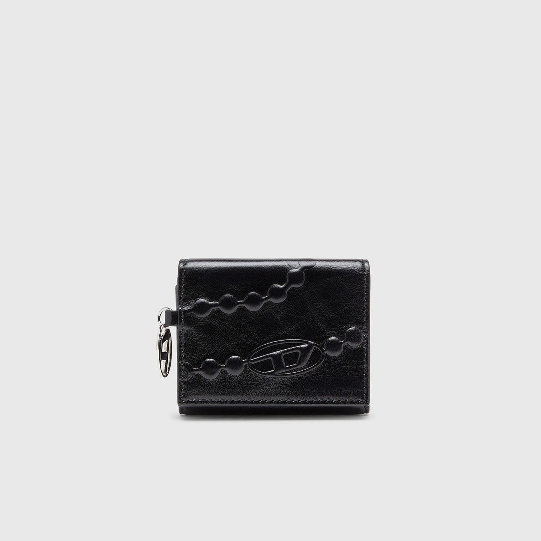 Diesel - Portefeuille en cuir à trois volets avec motif embossé - Petits Portefeuilles - Femme - Noir