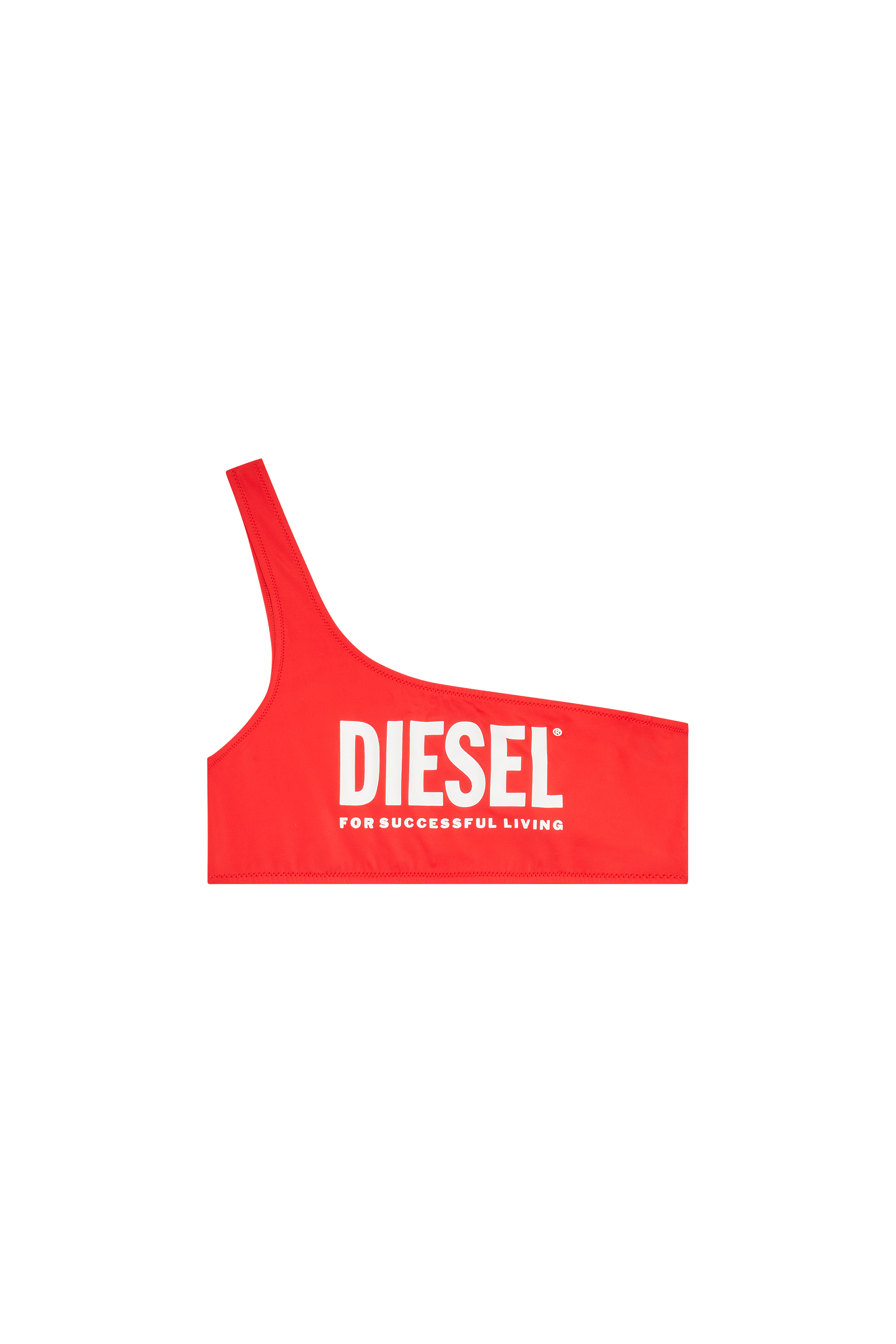 Diesel - Einschultriges Bikini-Oberteil mit Logo-Print - BHs - Damen - Rot