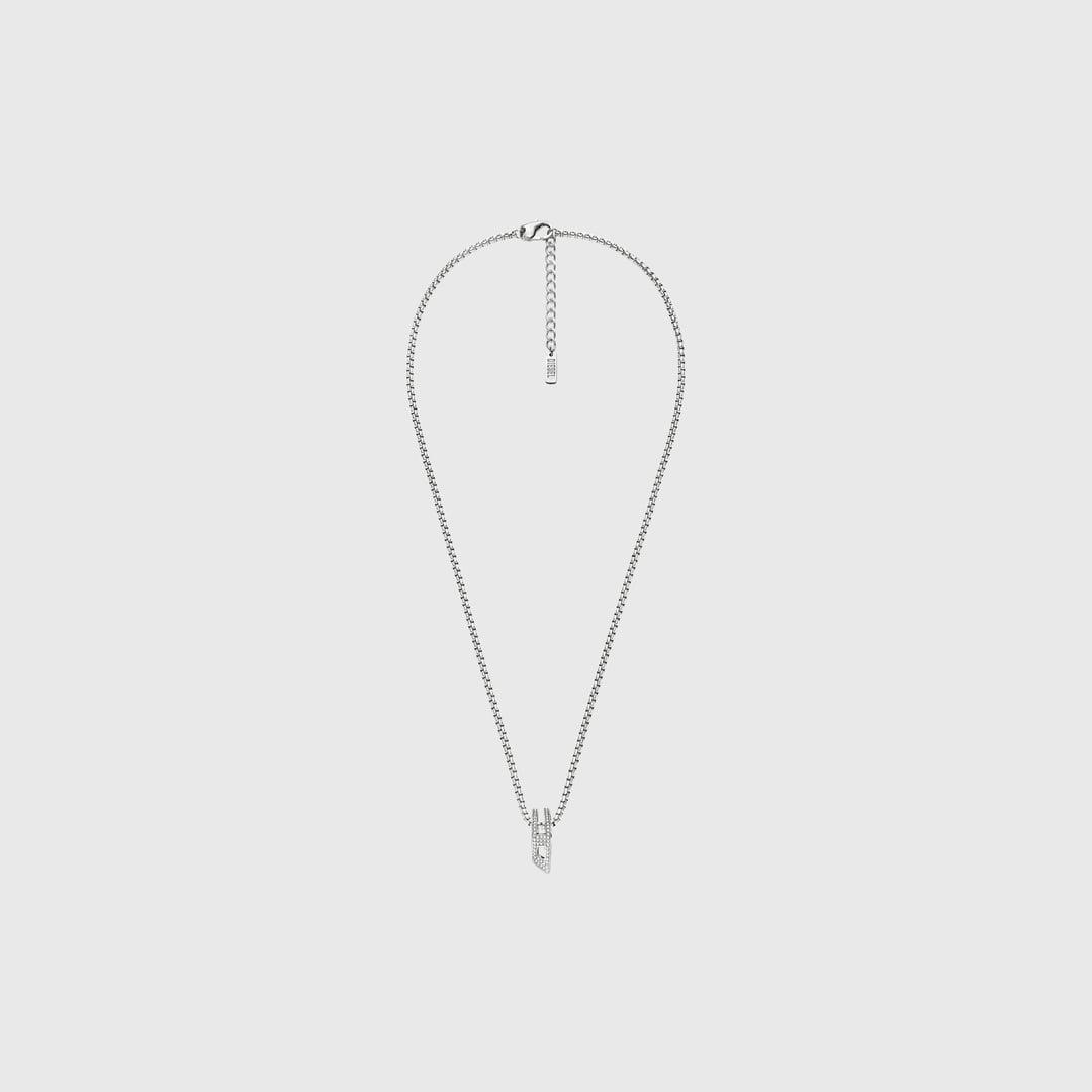 Diesel - Collier en acier inoxydable avec pendentif pavé - Colliers et chaînes - Mixte - Gris argenté