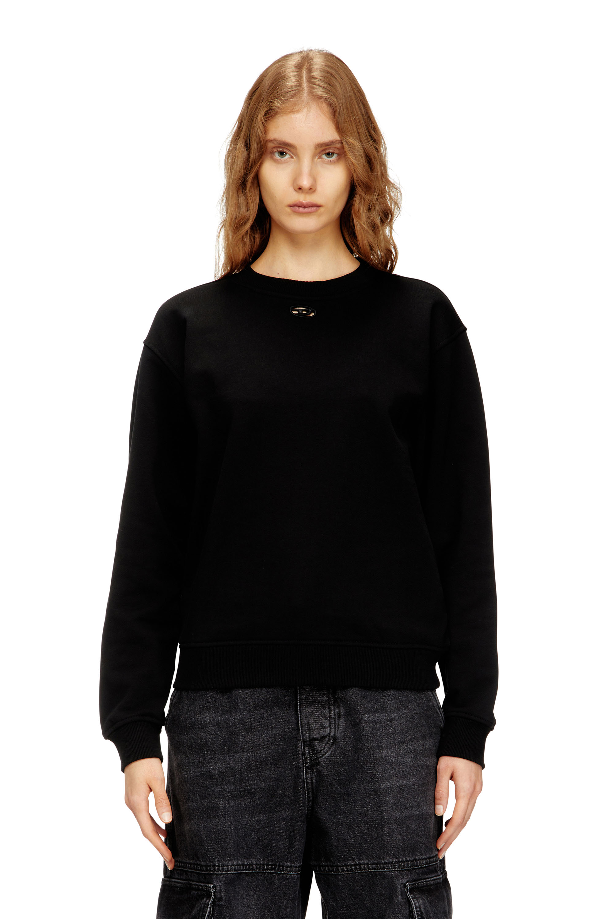 Diesel Ženský Čierna - Cotton Sweatshirt With Oval D Embroidery - Sweaters - Woman Extra Veľký