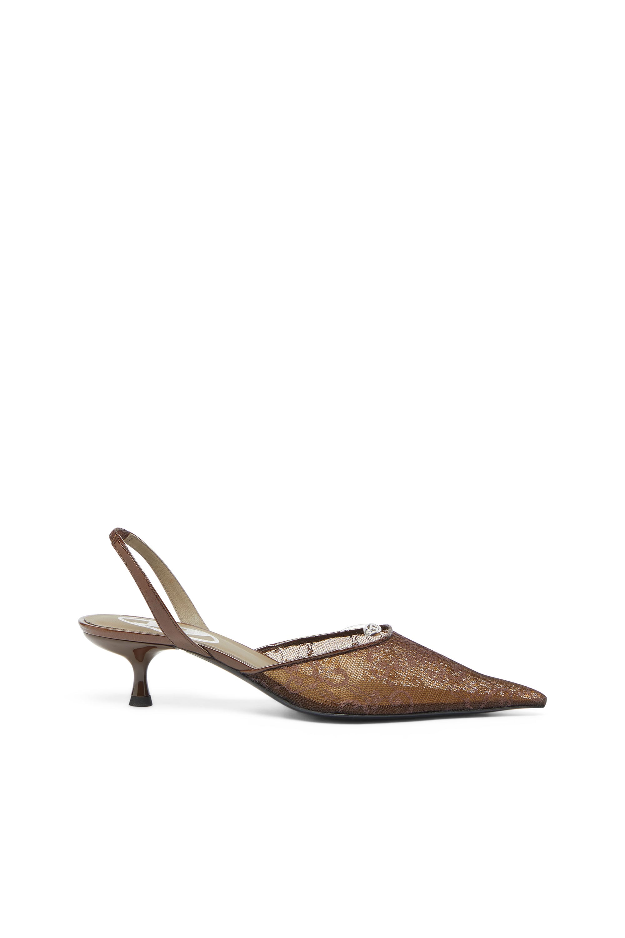 Diesel - D-Ten & Half - Slingbacks in lace and leather - Heels - Woman - Brown