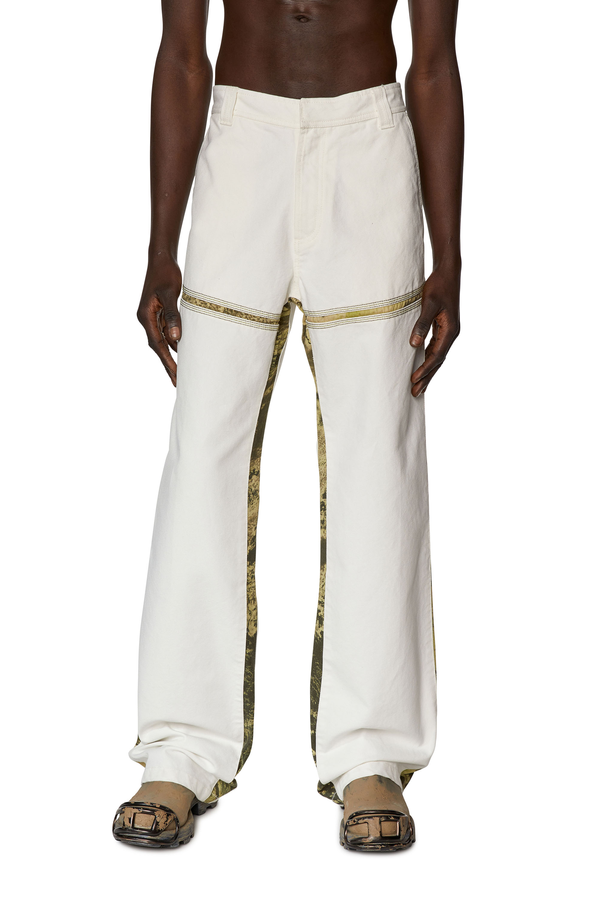 Diesel - Canvas pants with printed inserts - Pants - Man - White