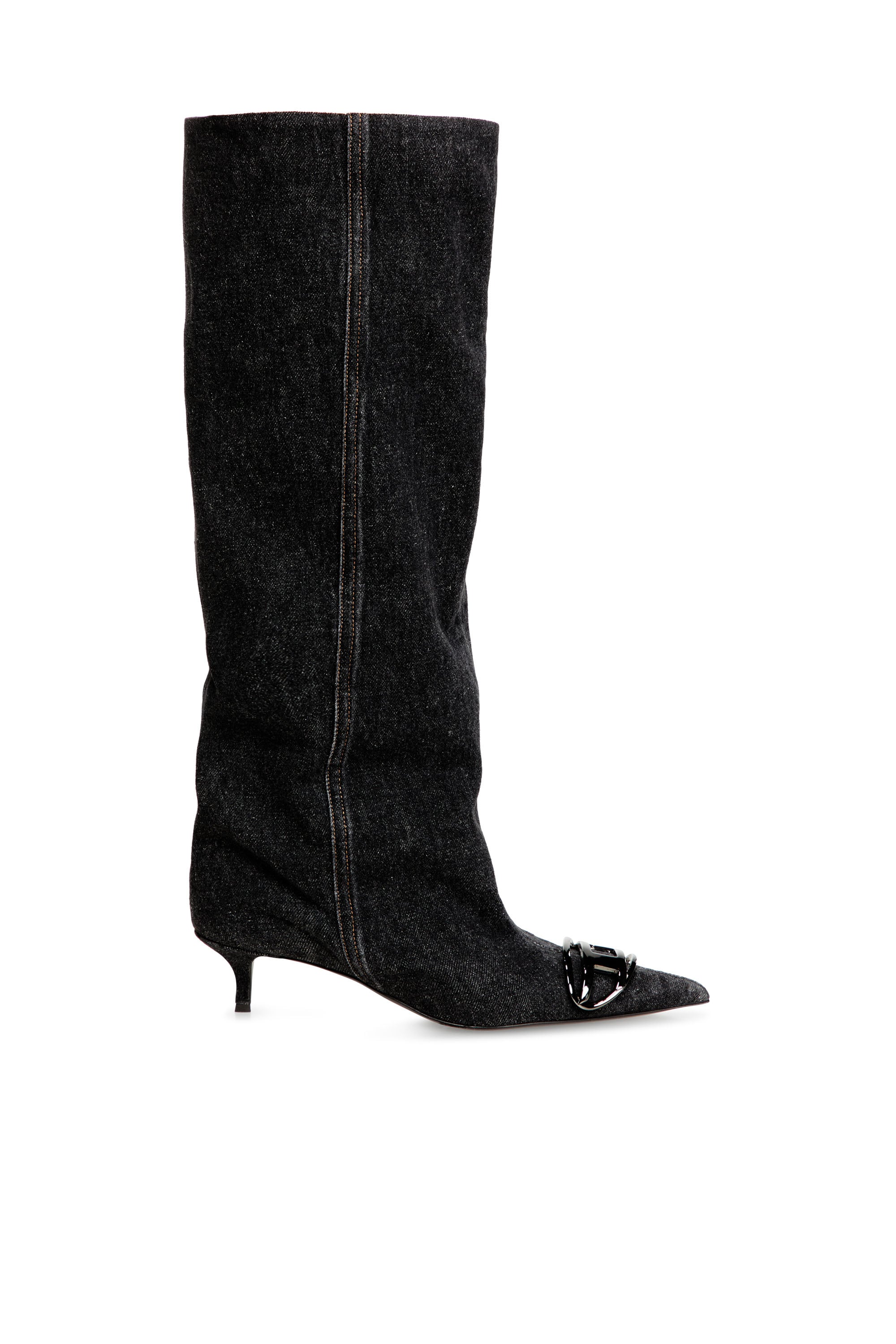 Diesel - D-Venus-Slouchy knee-high boot in denim - Boots - Woman - Black