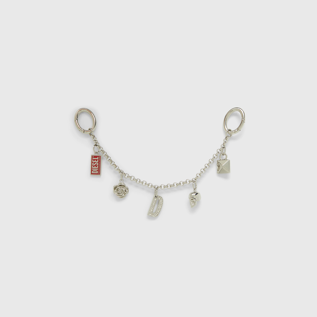 Diesel - Metal chain charm with iconic pendants - Charms and Keyrings - Woman - Silver