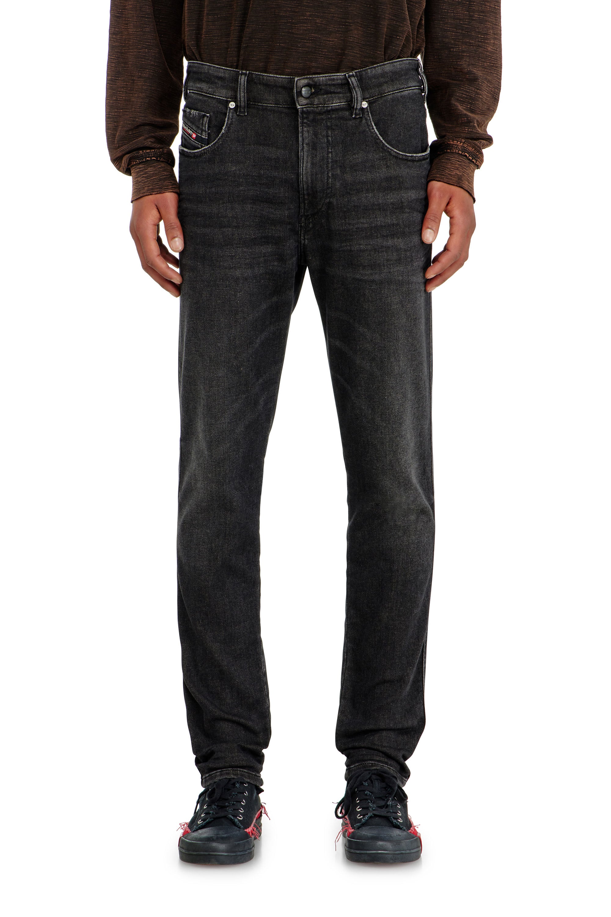 Diesel Nero Uomo Slim Vita Media 2062 D-Strukt Joggjeans, /Grigio Scuro, Chiusura Con Zip Taglia 34