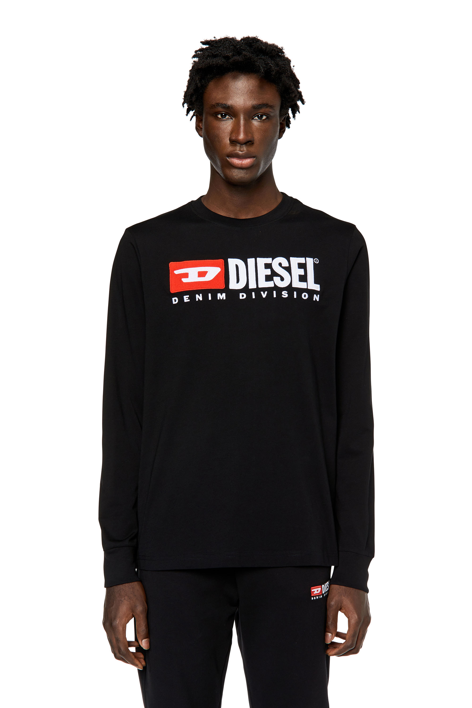 Diesel - Long-sleeve T-shirt with embroidery - T-Shirts - Man - Black
