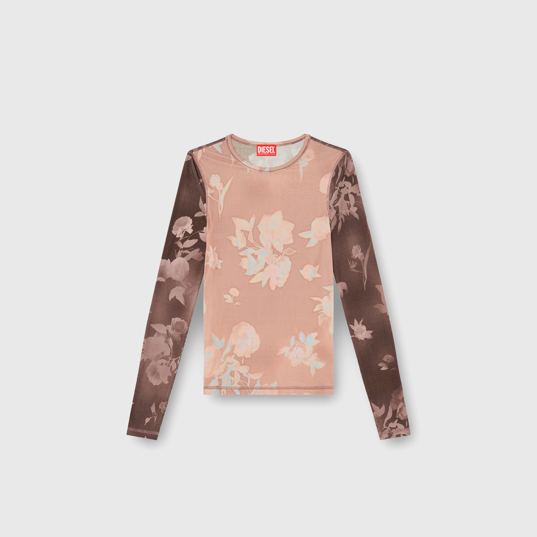Diesel - Top en jersey côtelé à motif floral - Haut - Femme - Polychrome