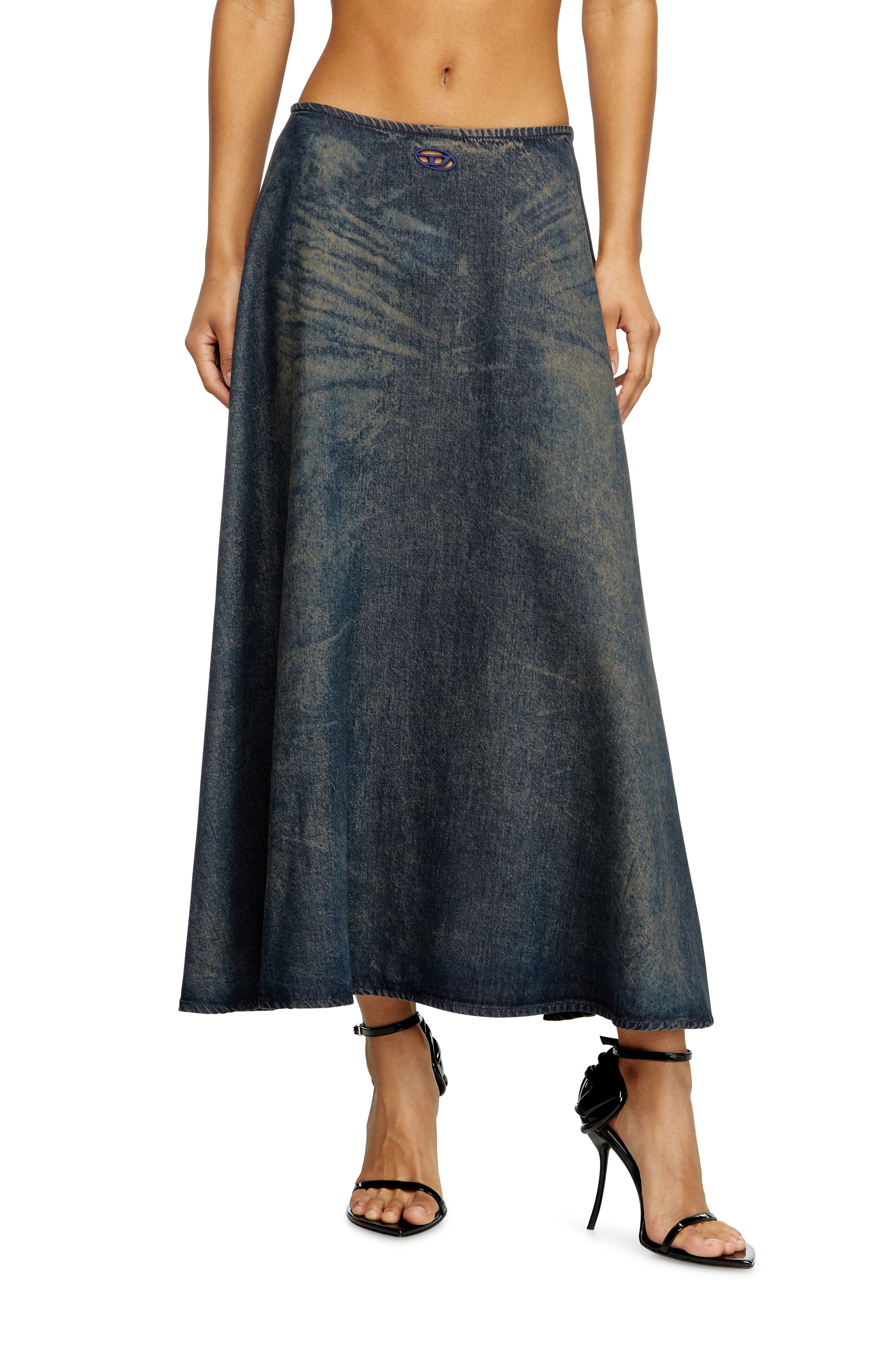 Diesel Mulher Azul - Full Skirt In Fluid Dirt-Effect Denim - Skirts - Woman Tamanho 27