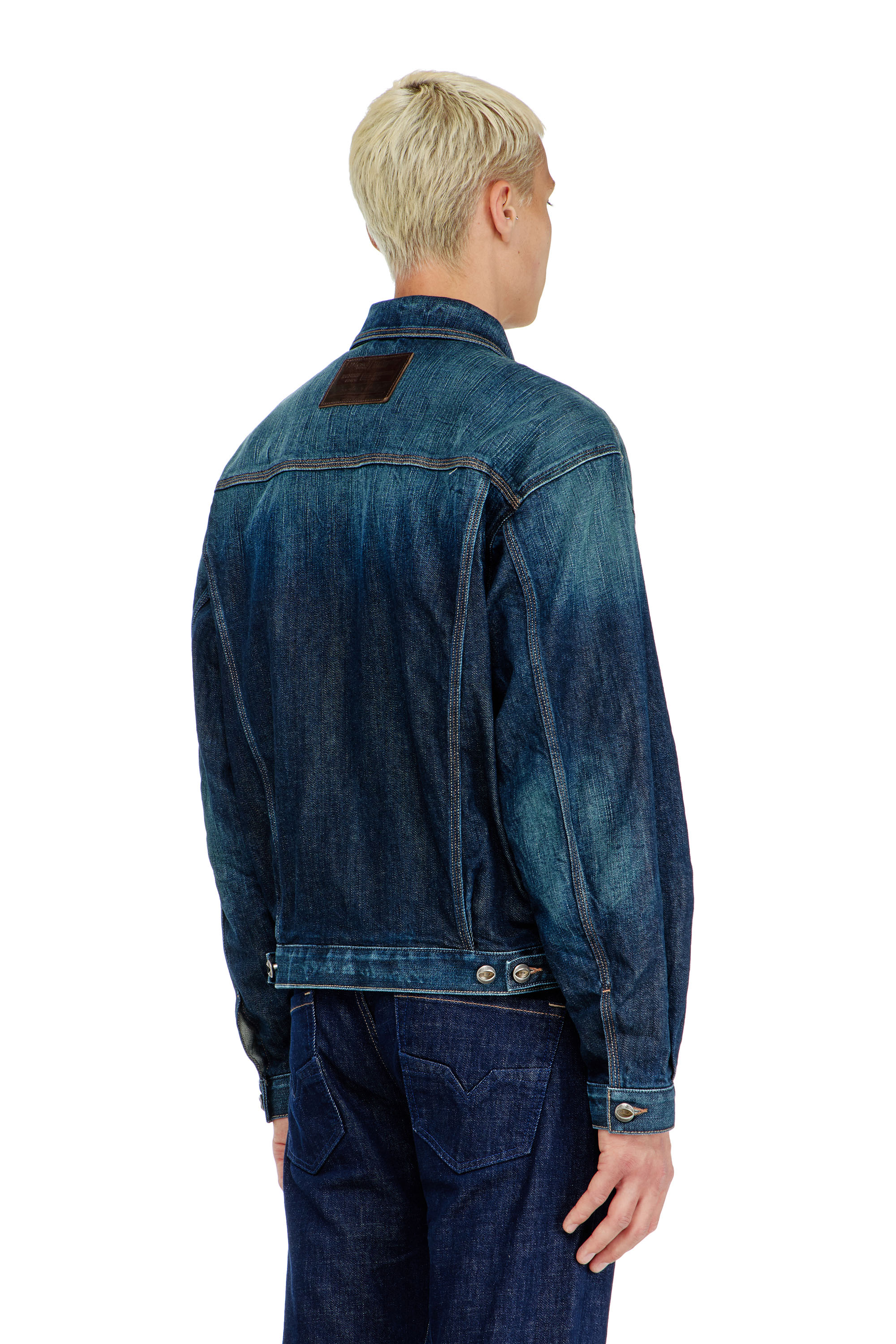 Diesel - D-DENVER-CL, Unisex's Trucker jacket in selvedge denim in Medium blue - 4