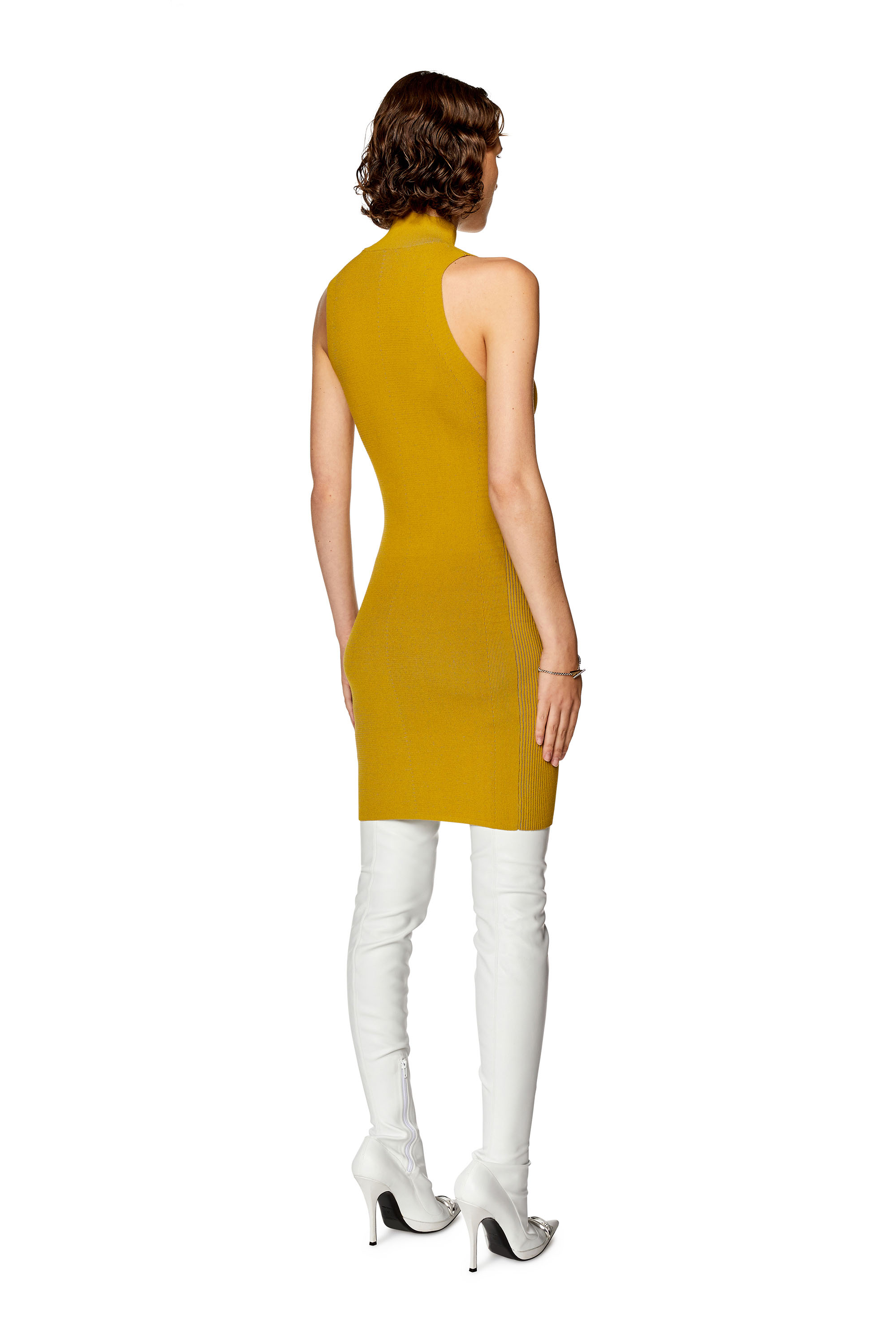 Diesel - Cutout-Mini-Kleid mit Logo-Plakette - Kleider - Damen - Gelb