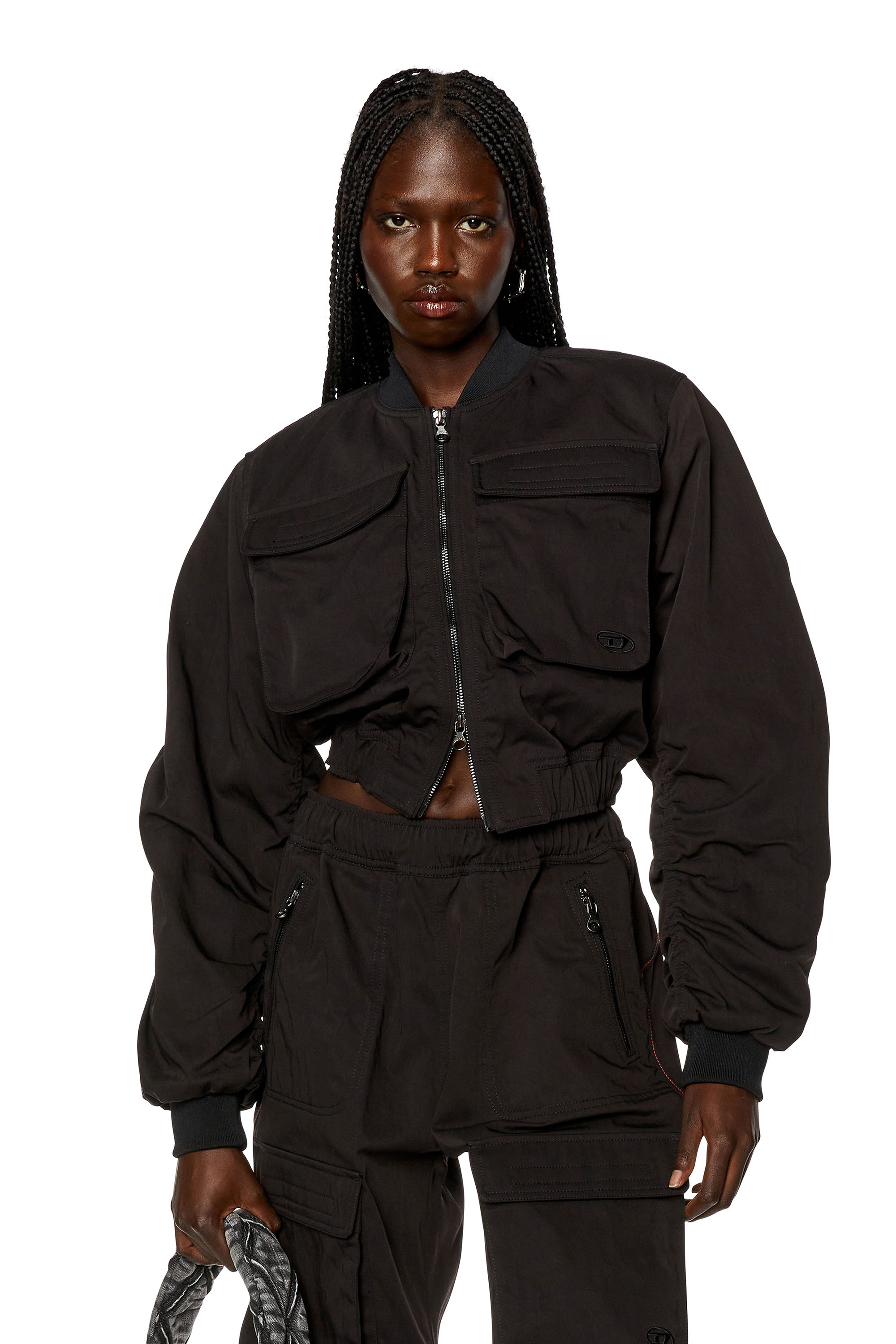 Diesel - Utility jacket in nylon twill - Jackets - Woman - Black