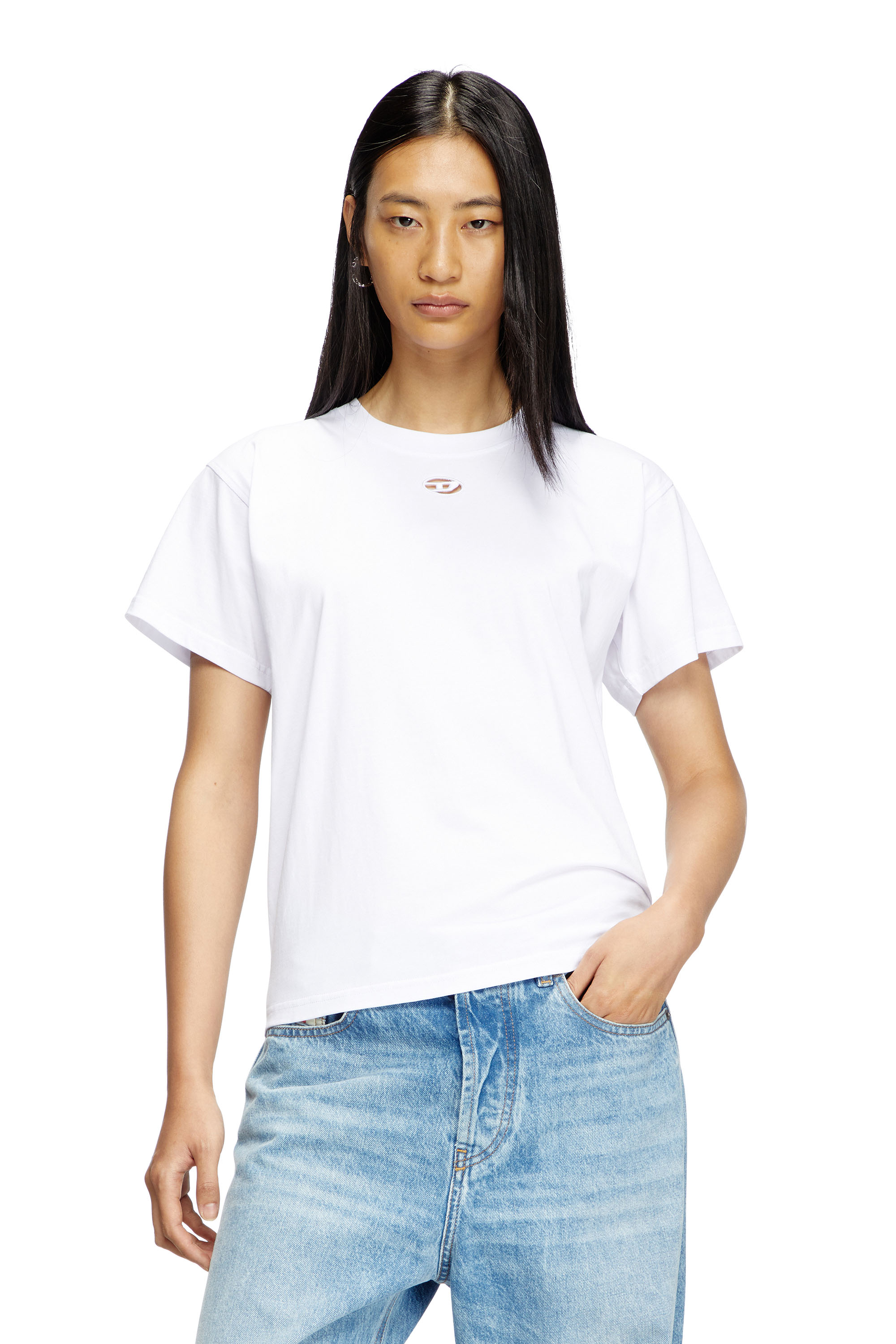 Diesel Women's White - T-Shirt With Small Oval D - T-Shirts - Woman