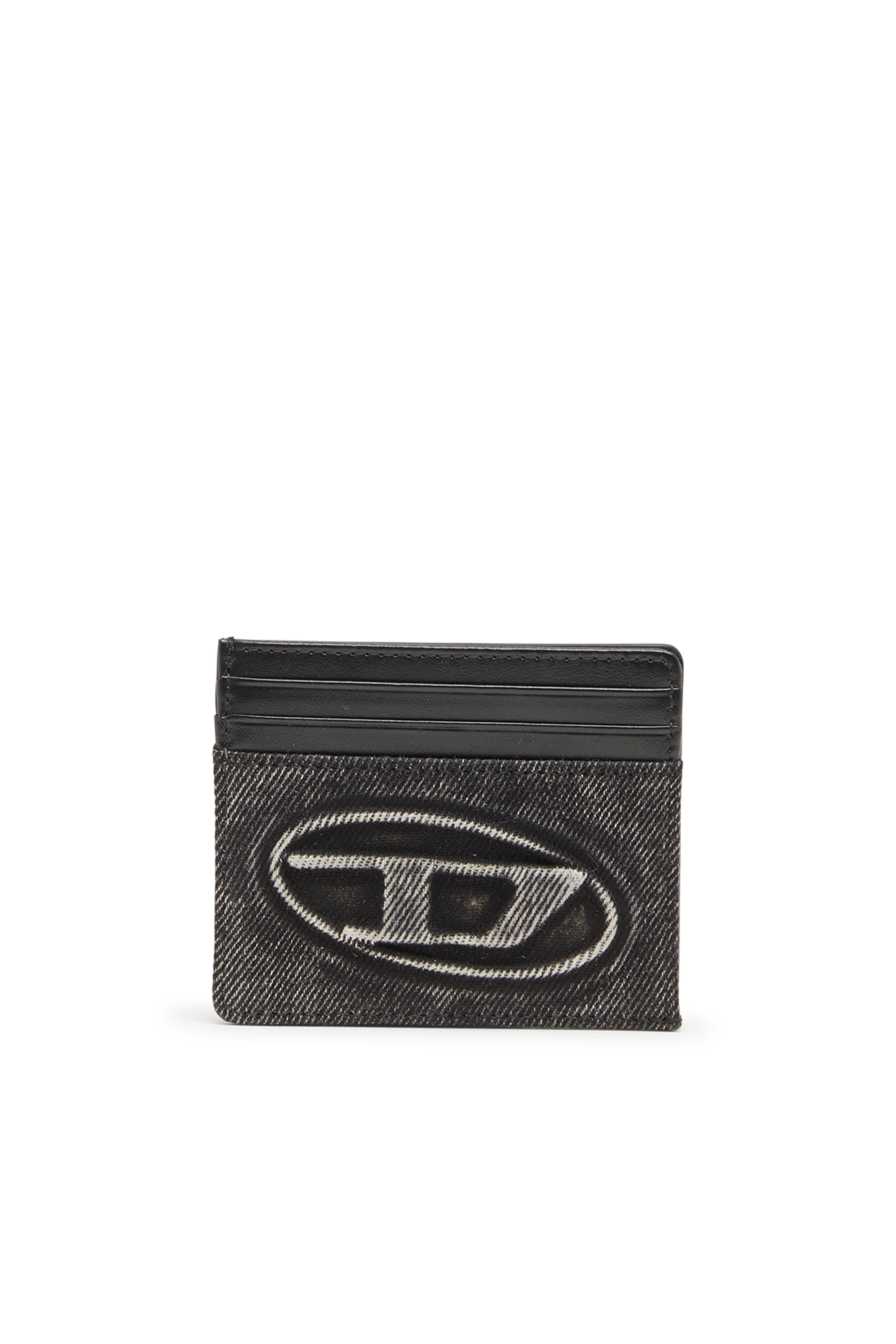 Diesel - 1DR CARD CASE, Unisex's Card holder in washed cotton and leather in Dark grey - 1