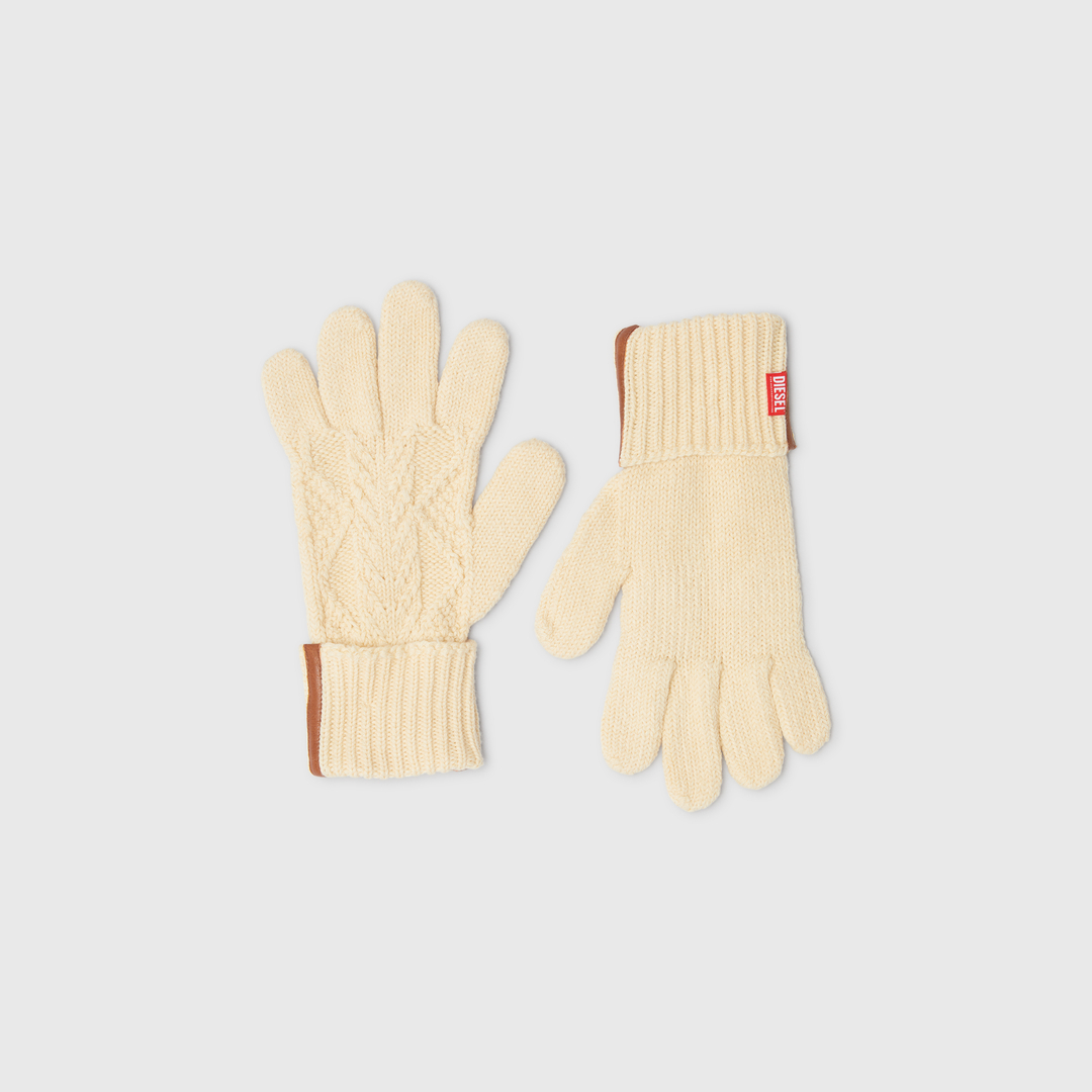 Diesel - Knitted gloves in wool and cotton - Gloves - Unisex - Beige