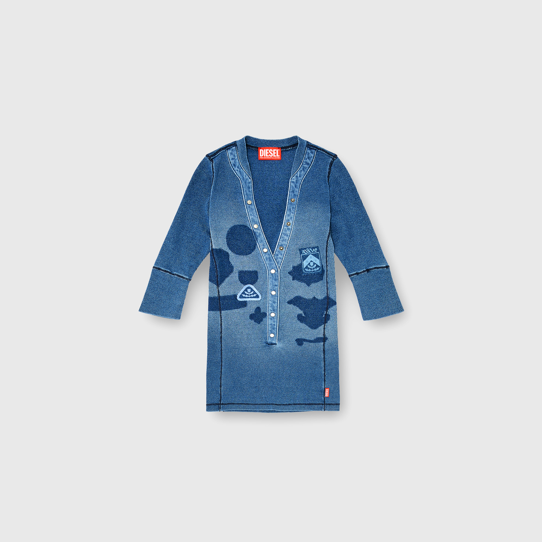 Diesel - Haut henley avec effets shadow-patch - Haut - Femme - Bleu