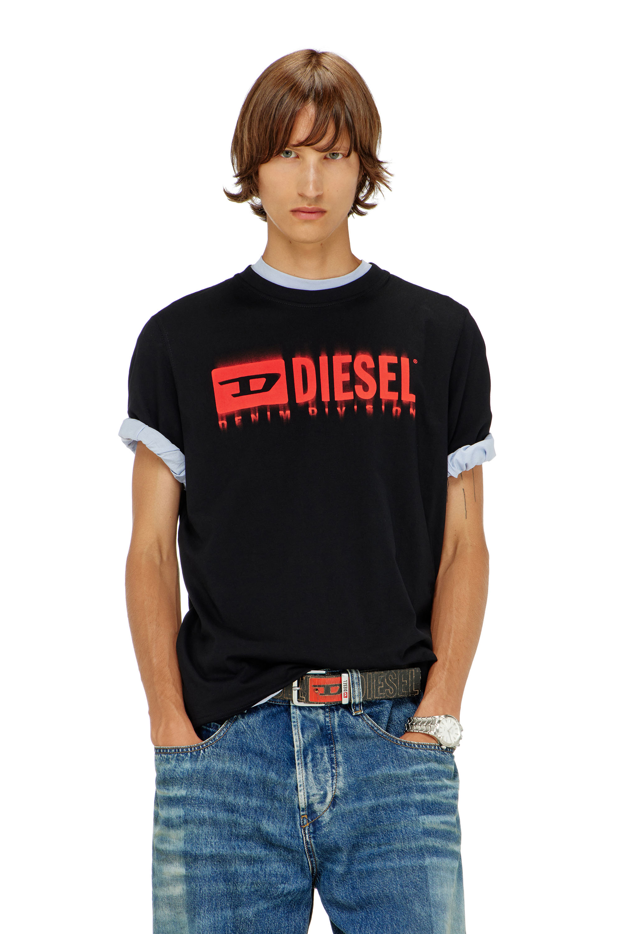 Diesel T-Shirt Baumwolle Schwarz XXL