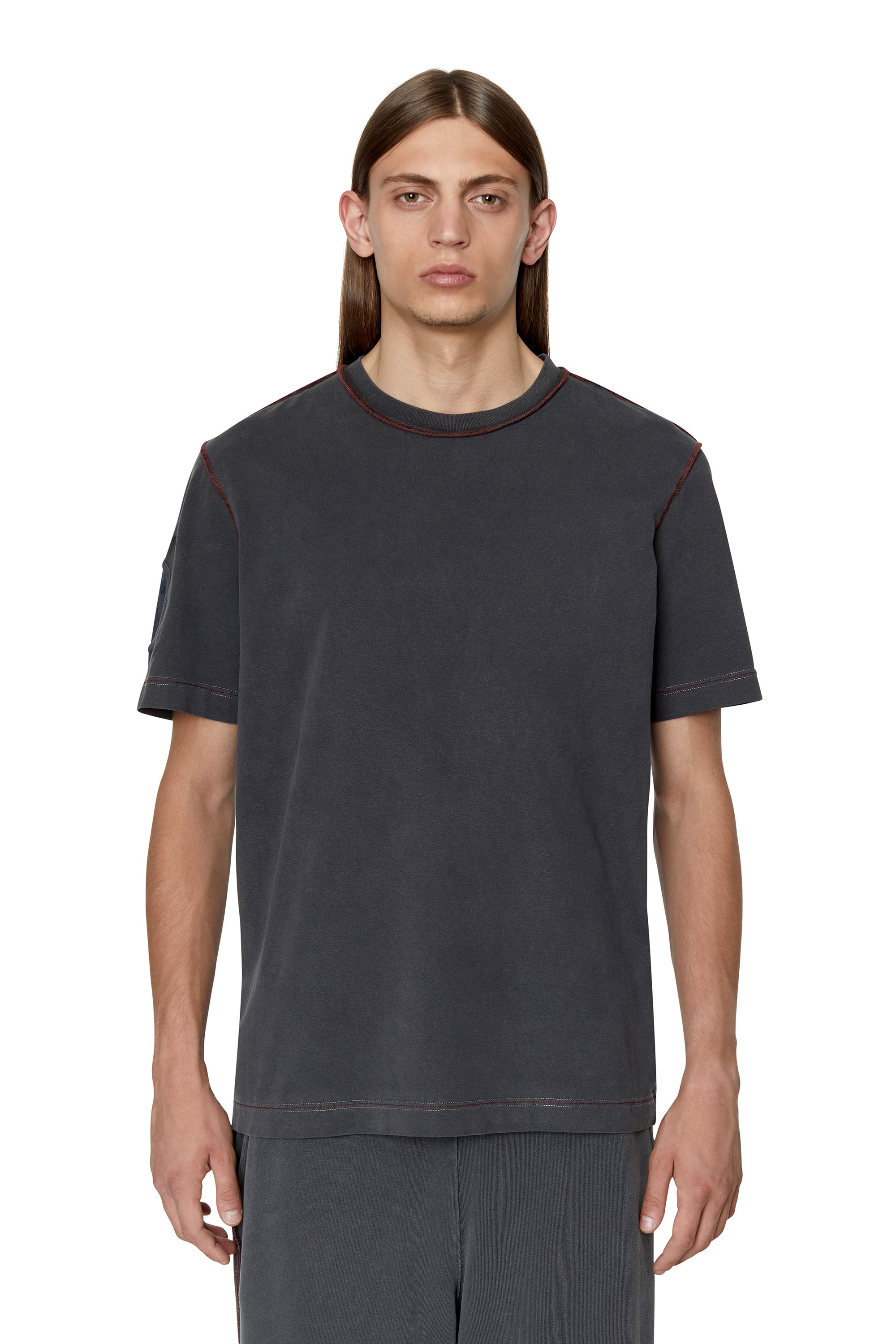 Diesel - T-shirt con logo a effetto finestrato - T-Shirts - Uomo - Grigio