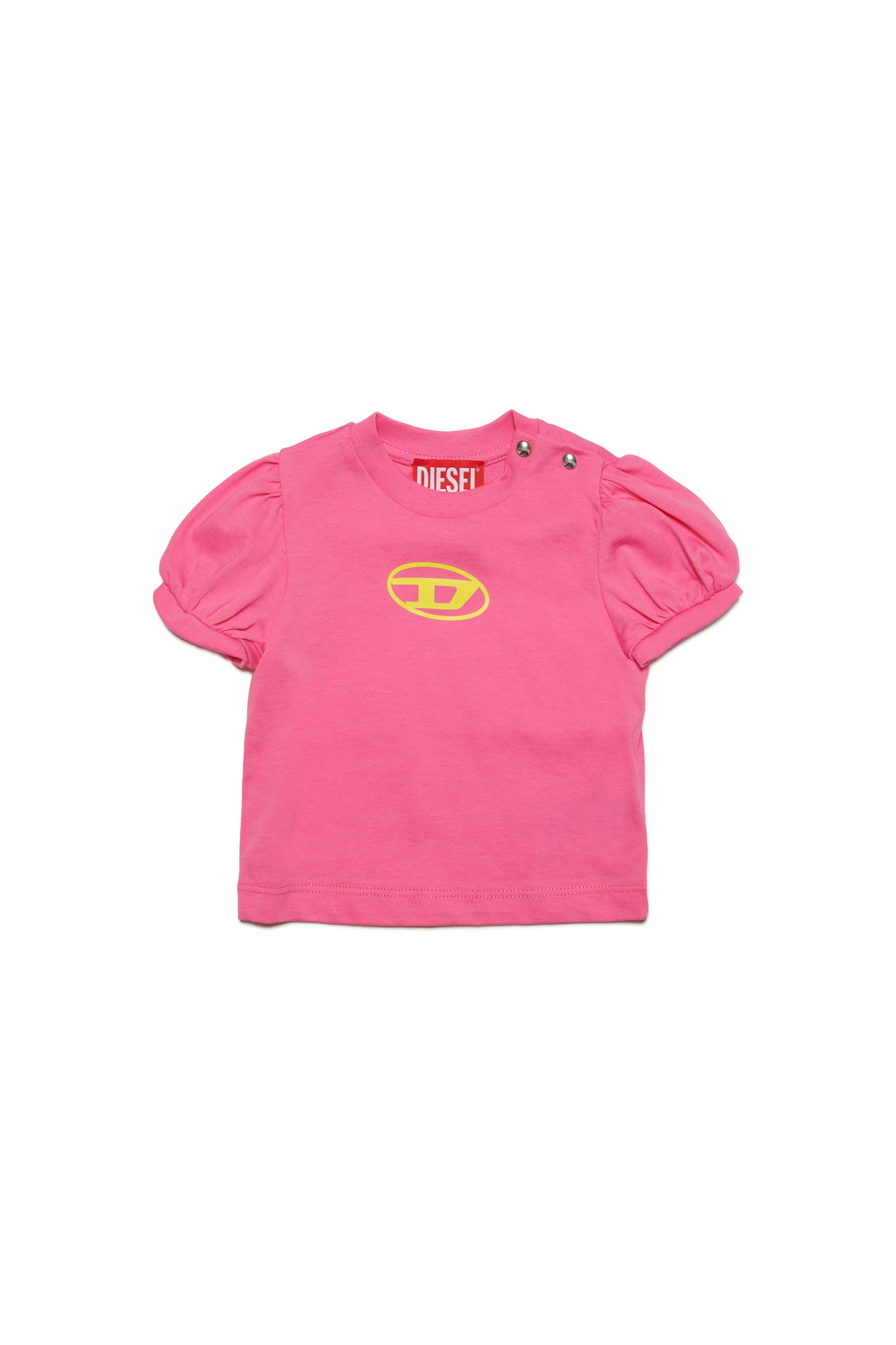 Diesel - Puff-sleeve T-shirt with Oval D - T-shirts and Tops - Woman - Pink
