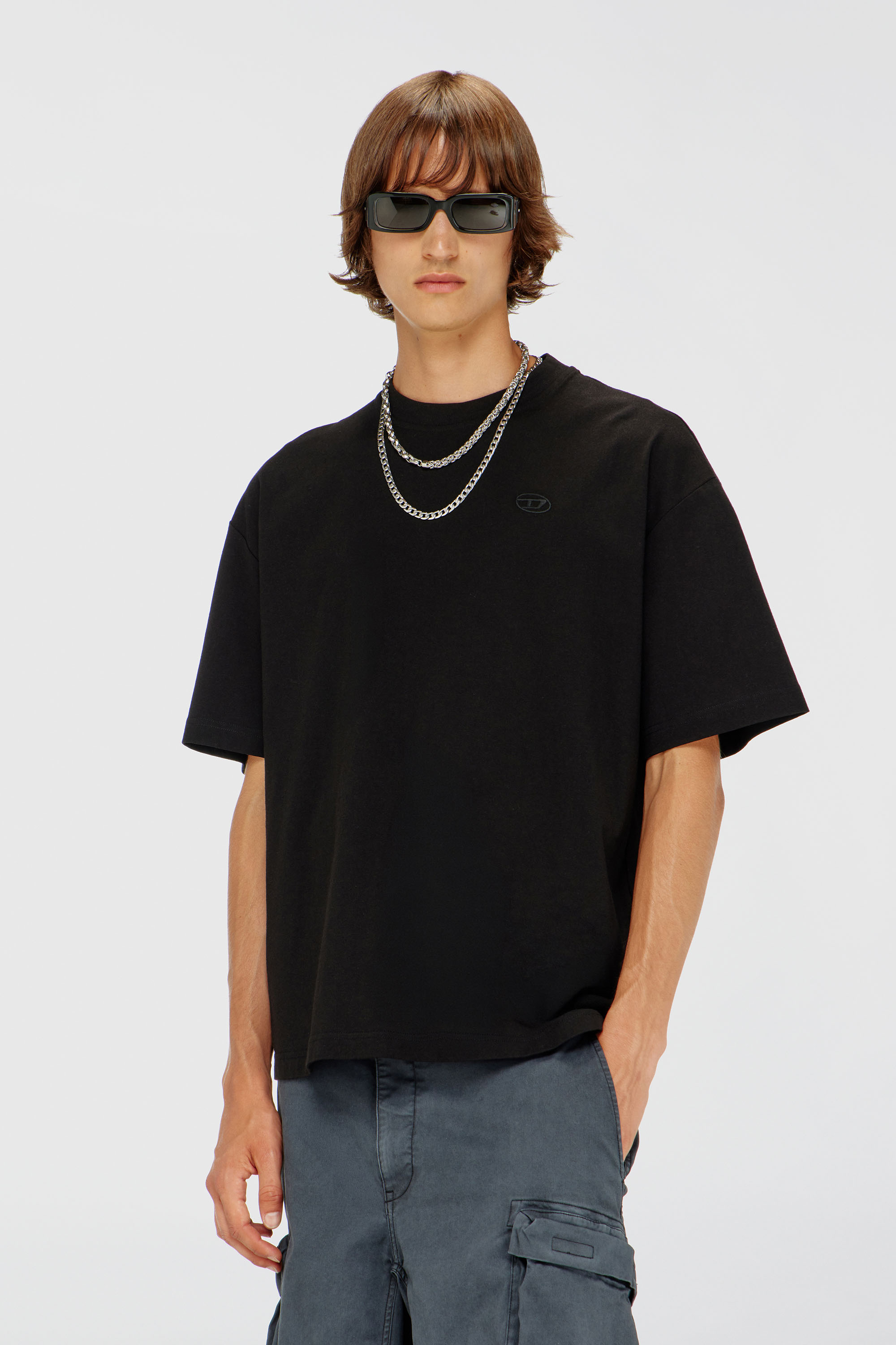 Diesel - T-shirt with maxi oval D embroidery - T-Shirts - Man - Black