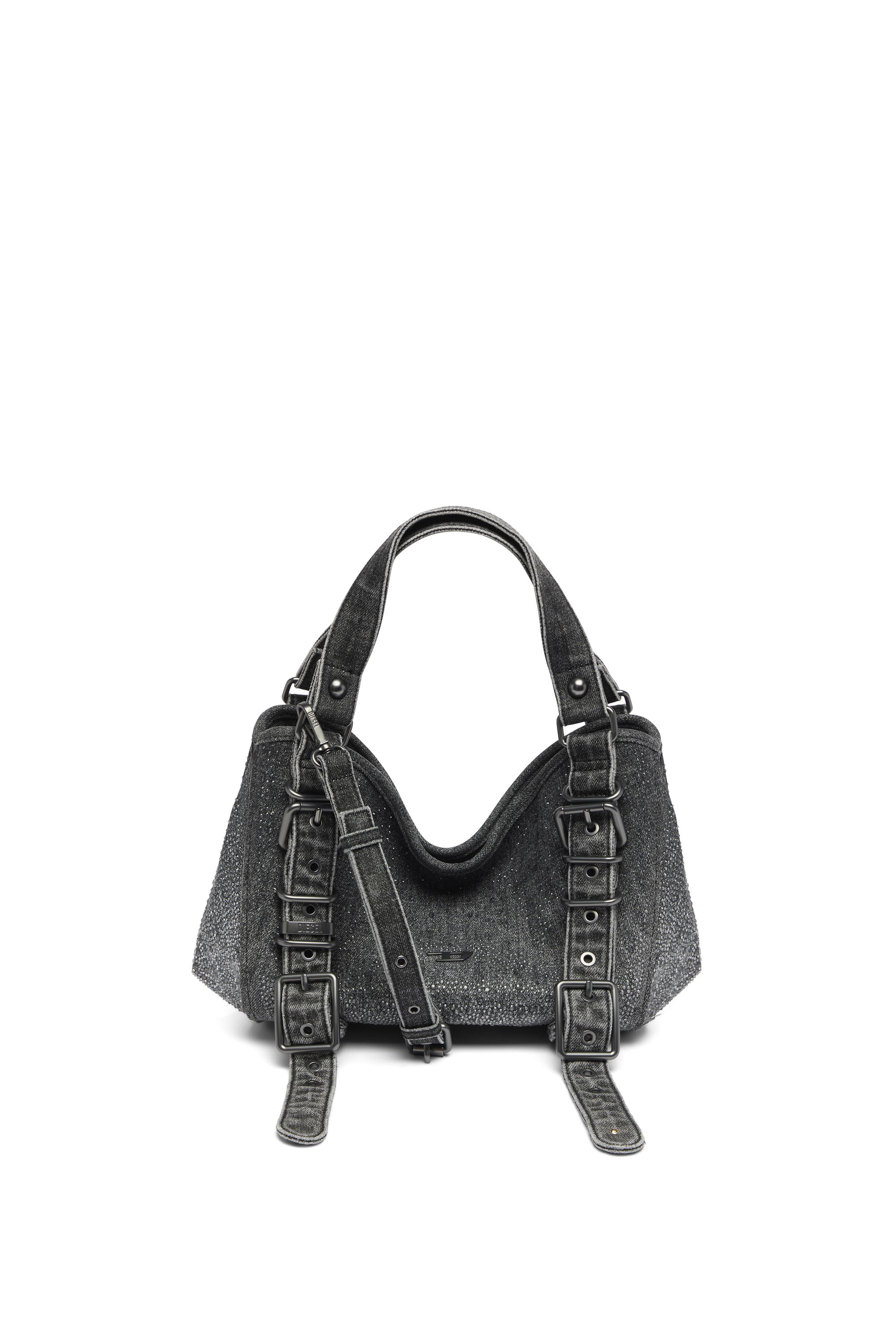 Diesel - D-One-Small top-handle bag in crystal solarised denim - Handbags - Woman - Black