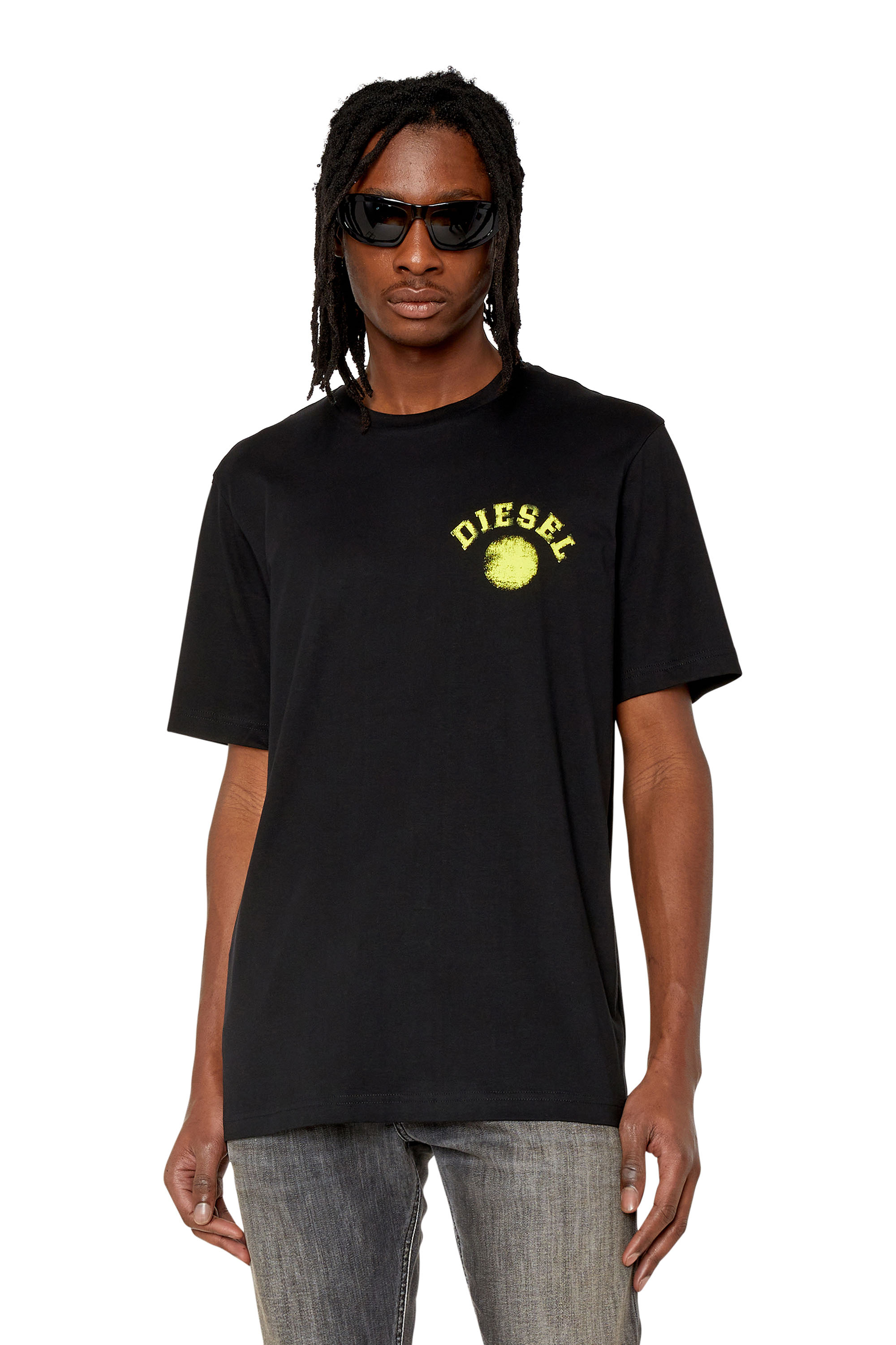 Diesel - T-shirt con stampa logo e cerchio - T-Shirts - Uomo - Nero