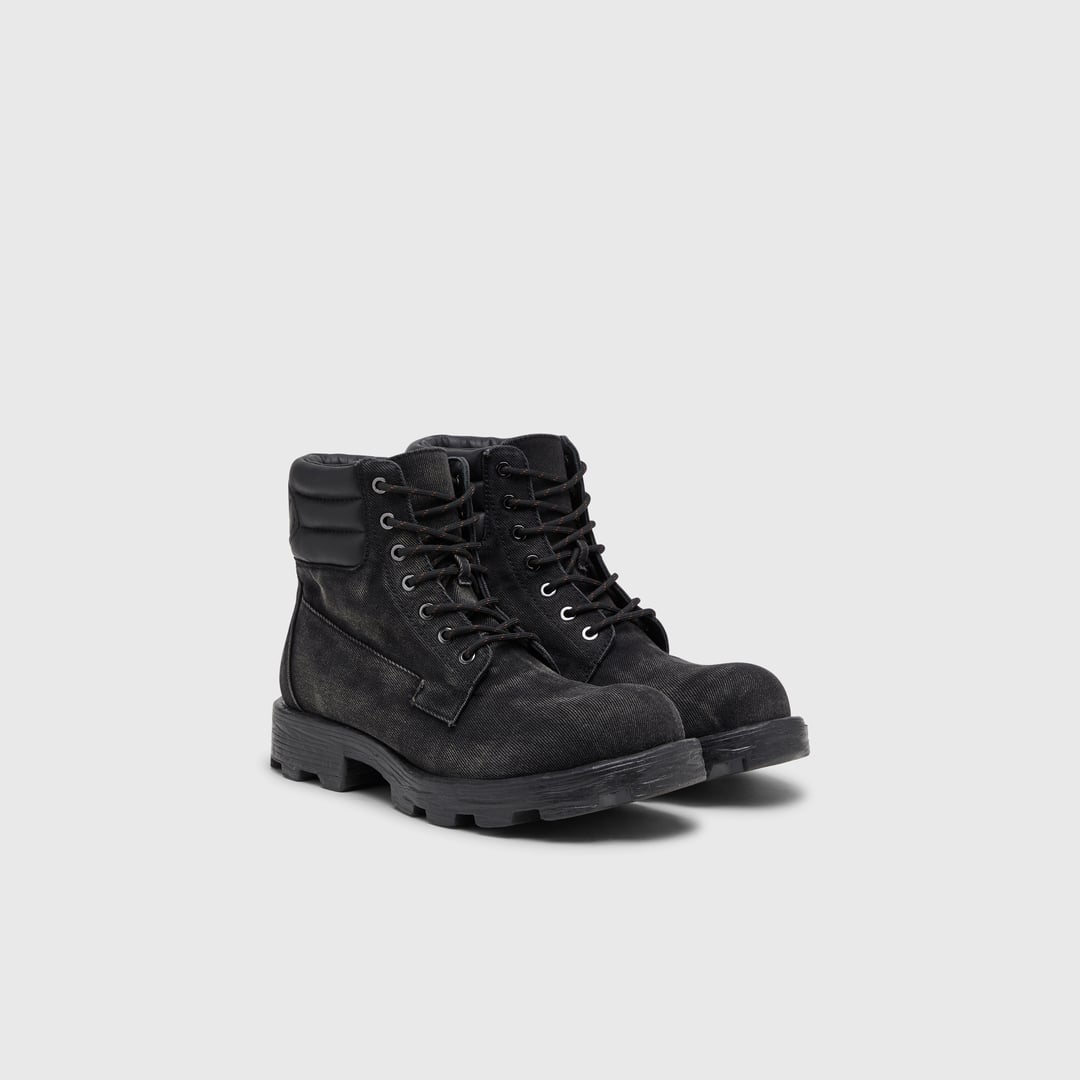 Diesel - D-Hammer-Combat boots in denim and leather - Boots - Man - Black