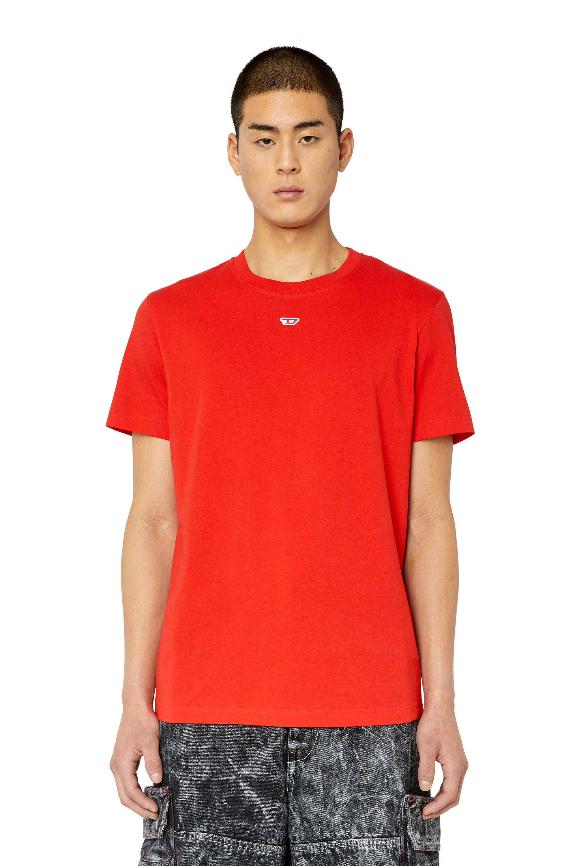 Diesel - T-shirt con logo D applicato - T-Shirts - Uomo - Rosso
