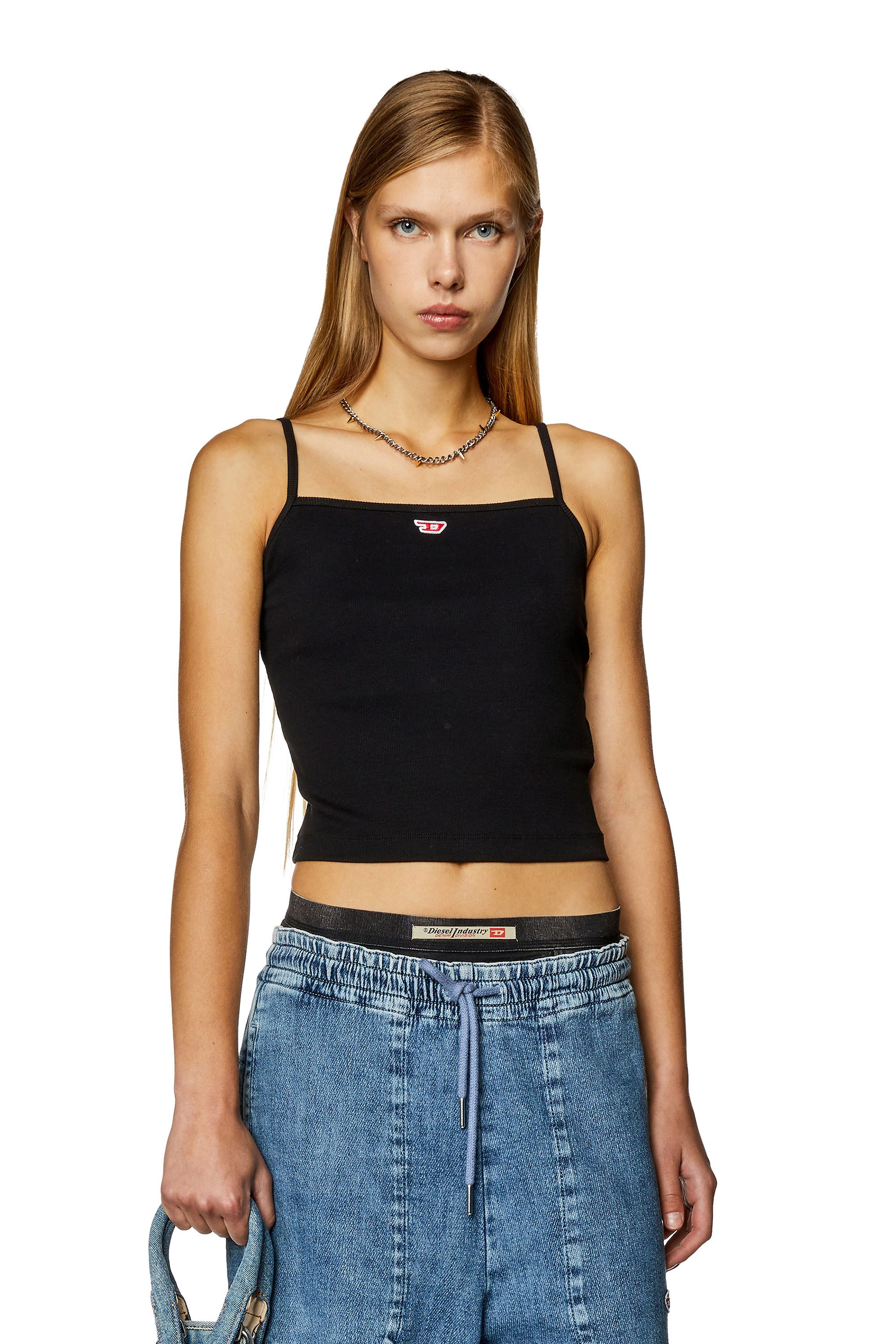 Diesel - Cami top with embroidered D patch - T-Shirts - Woman - Black