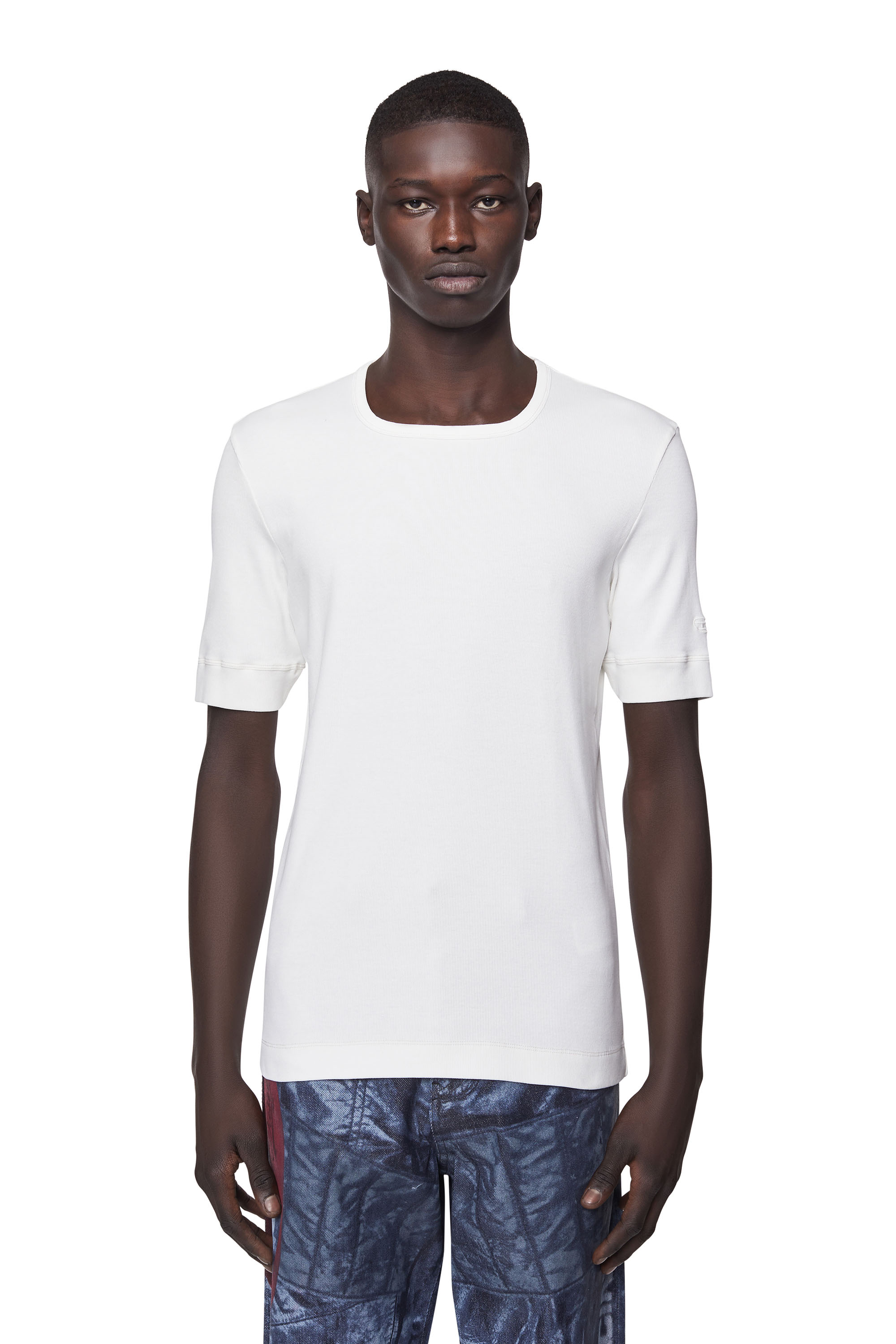 Diesel - T-shirt a costine - T-Shirts - Uomo - Bianco