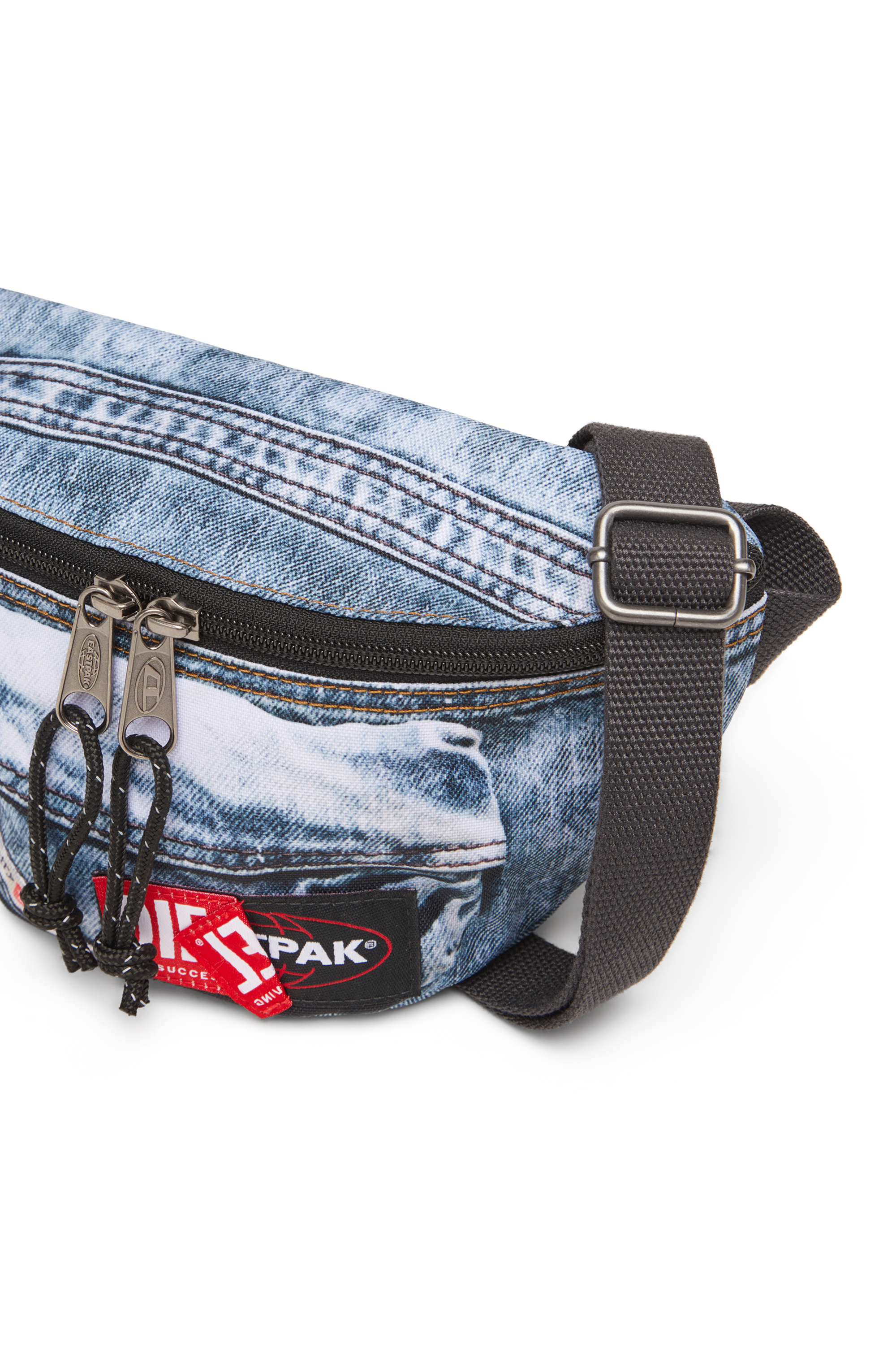 Diesel - DIESEL SPRINGER, Unisex's Belt bag in trompe l'oeil denim in Blue - 4