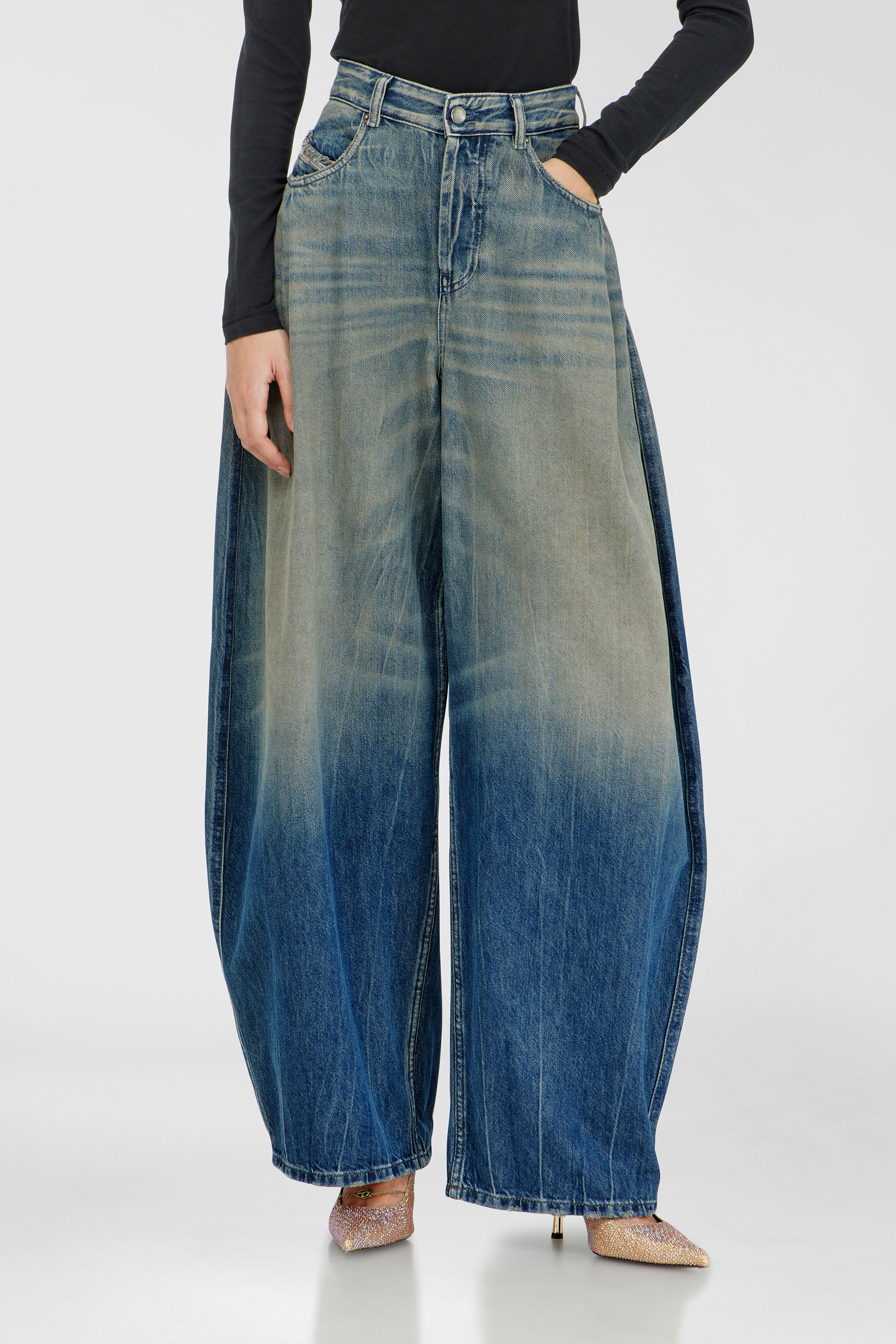Diesel Relaxed Jeans High Waist 1987 D-Khelz, Dark blue, Button fly