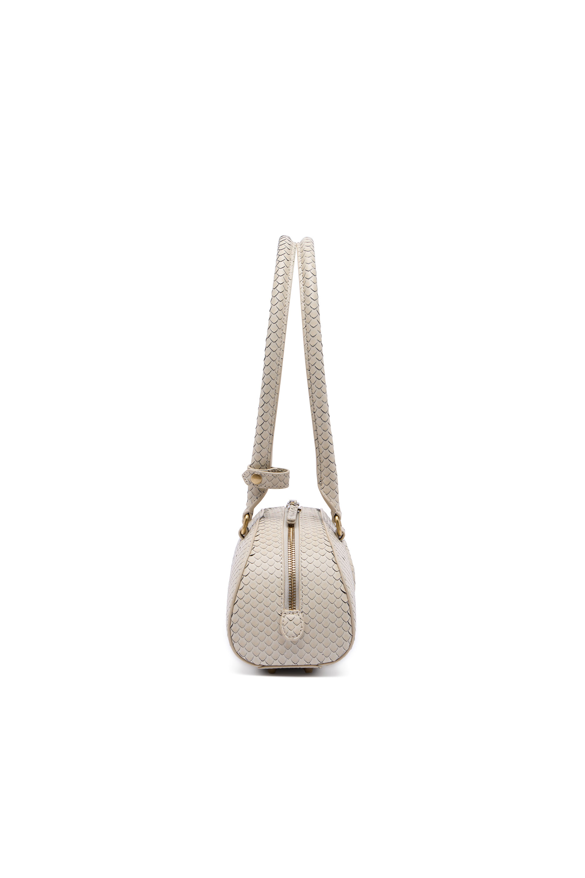 Diesel - 1DR DOME SHOULDER EW, Woman's 1DR Dome-Elongated bowling bag in snake-effect leather in Beige - 5
