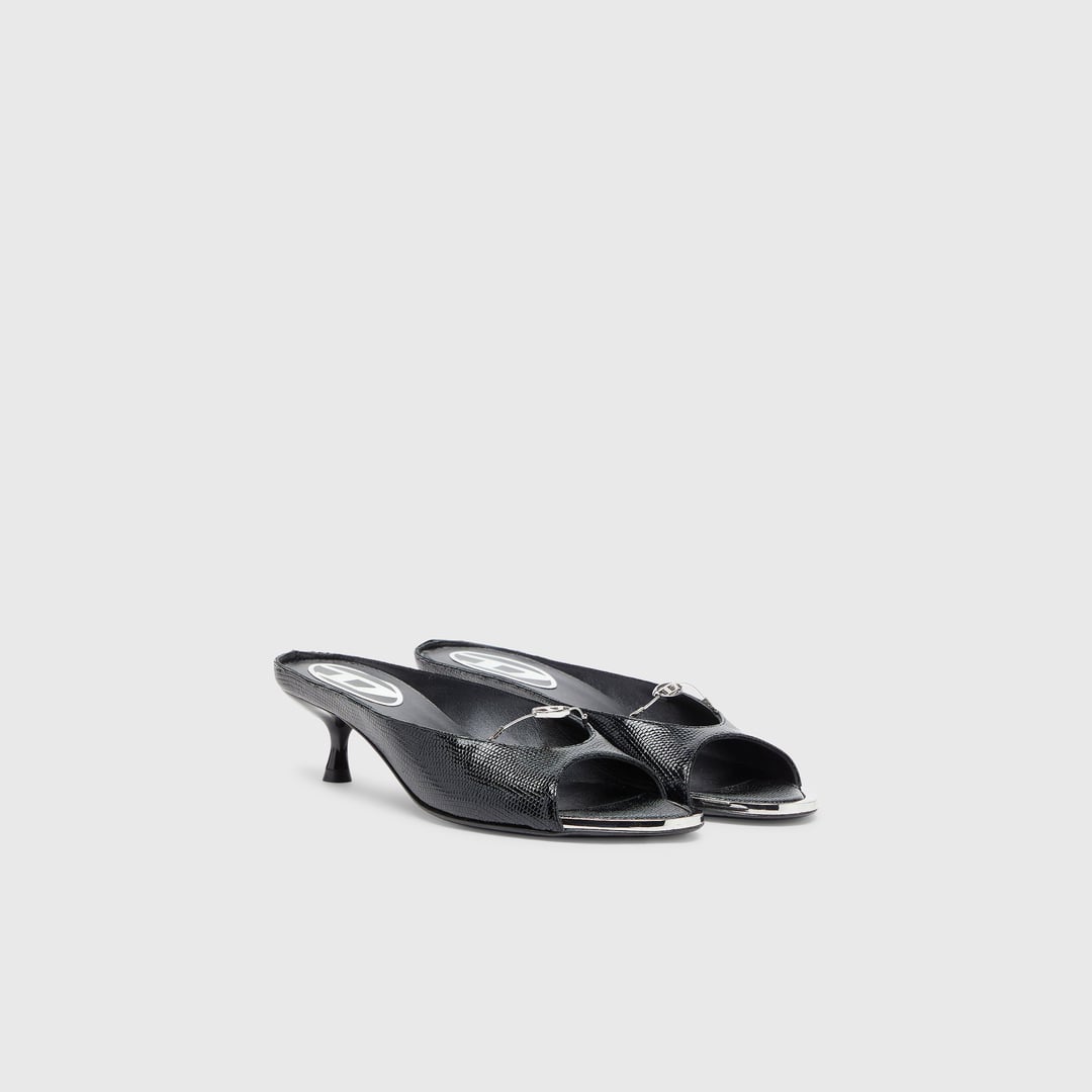 Diesel - D-Diam's - Leather mule with floating Oval D - Moccasins and Mules - Woman - Black