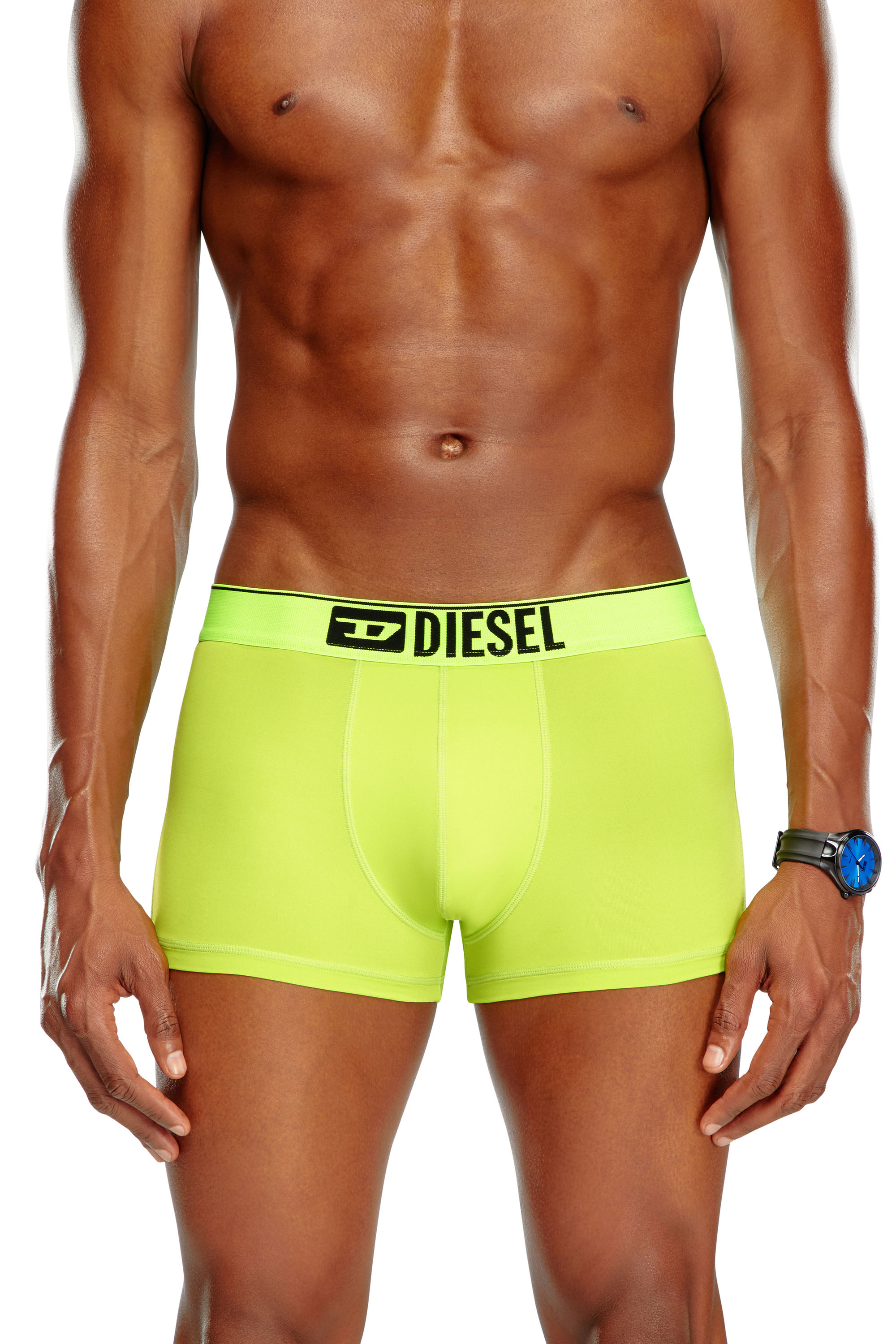 Shop Diesel Boxer In Microfibra Con Logo In Vita In Giallo