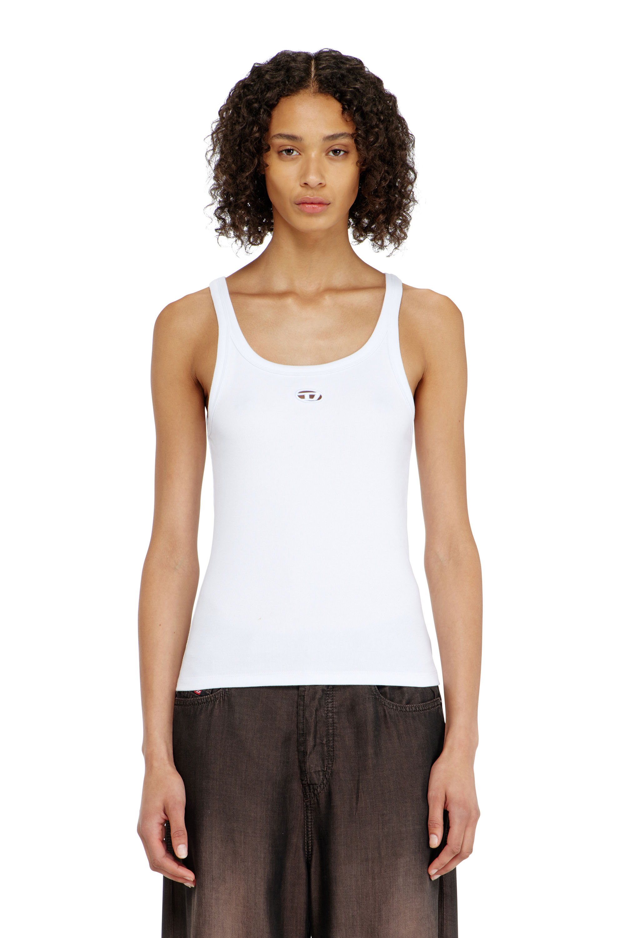 Diesel - Slim tank top with laser-cut Oval D - T-Shirts - Woman - White