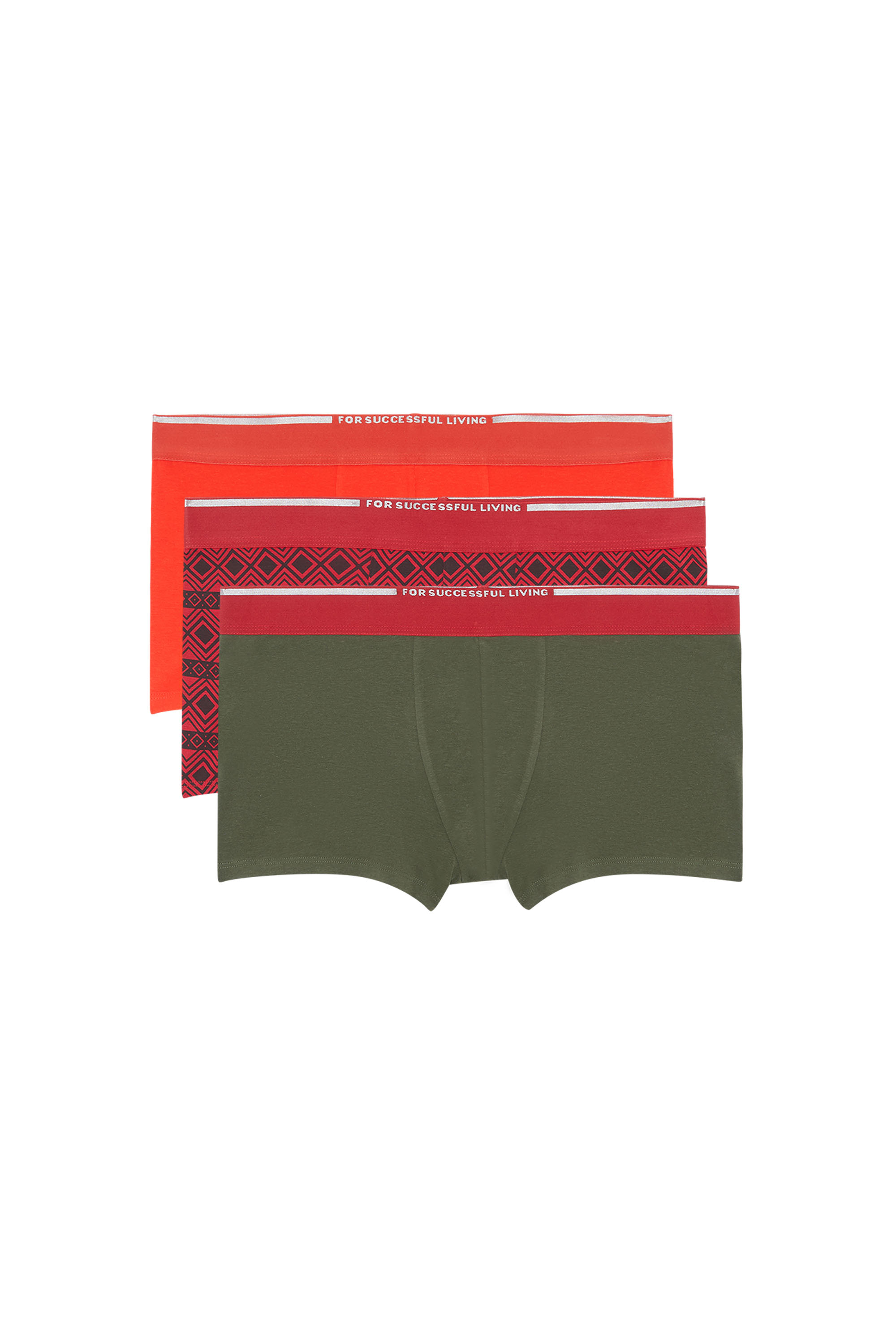 Diesel Three-pack Boxer Briefs With Geometric Print In Multicolor