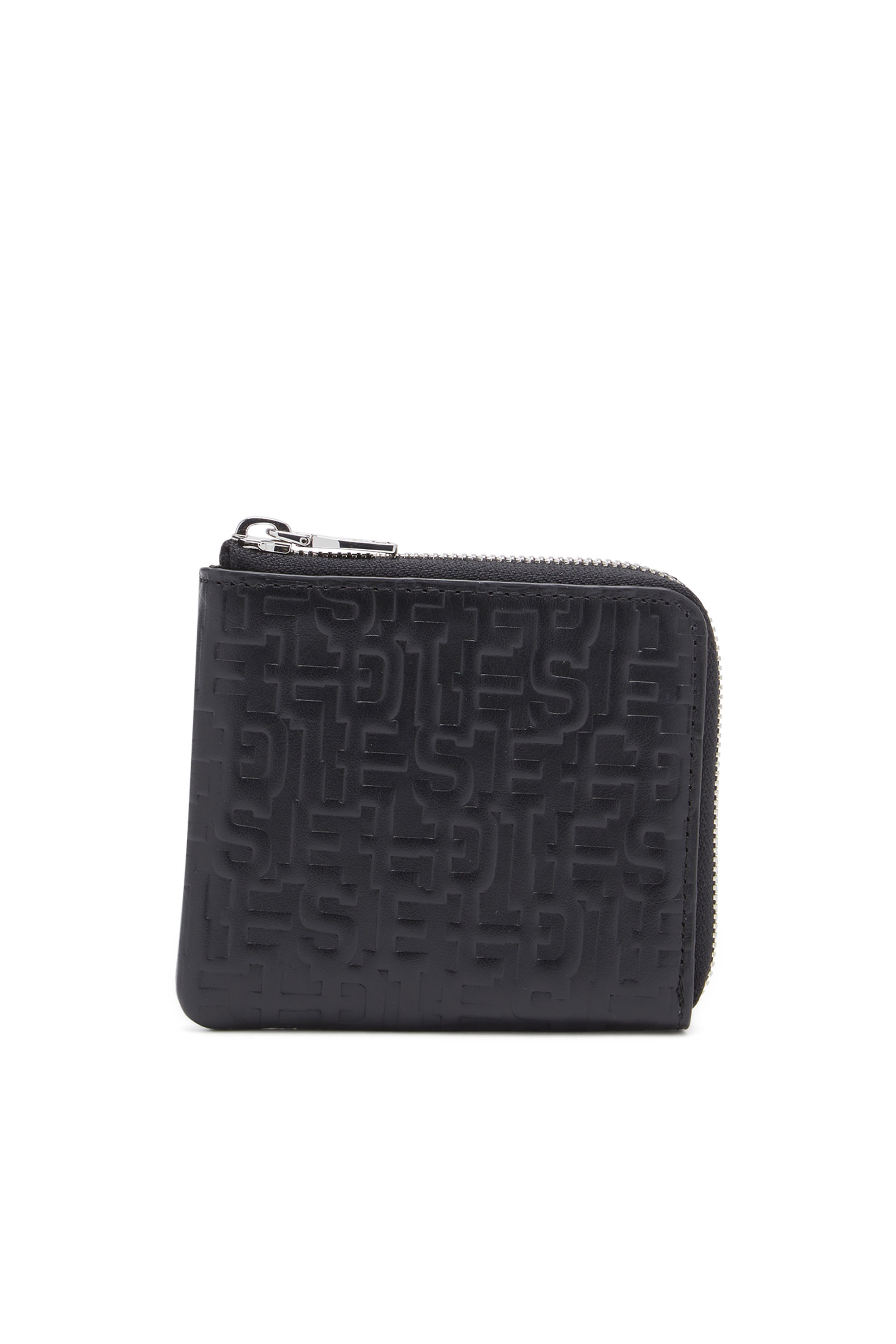 Diesel - Zip wallet in monogram leather - Small Wallets - Man - Black