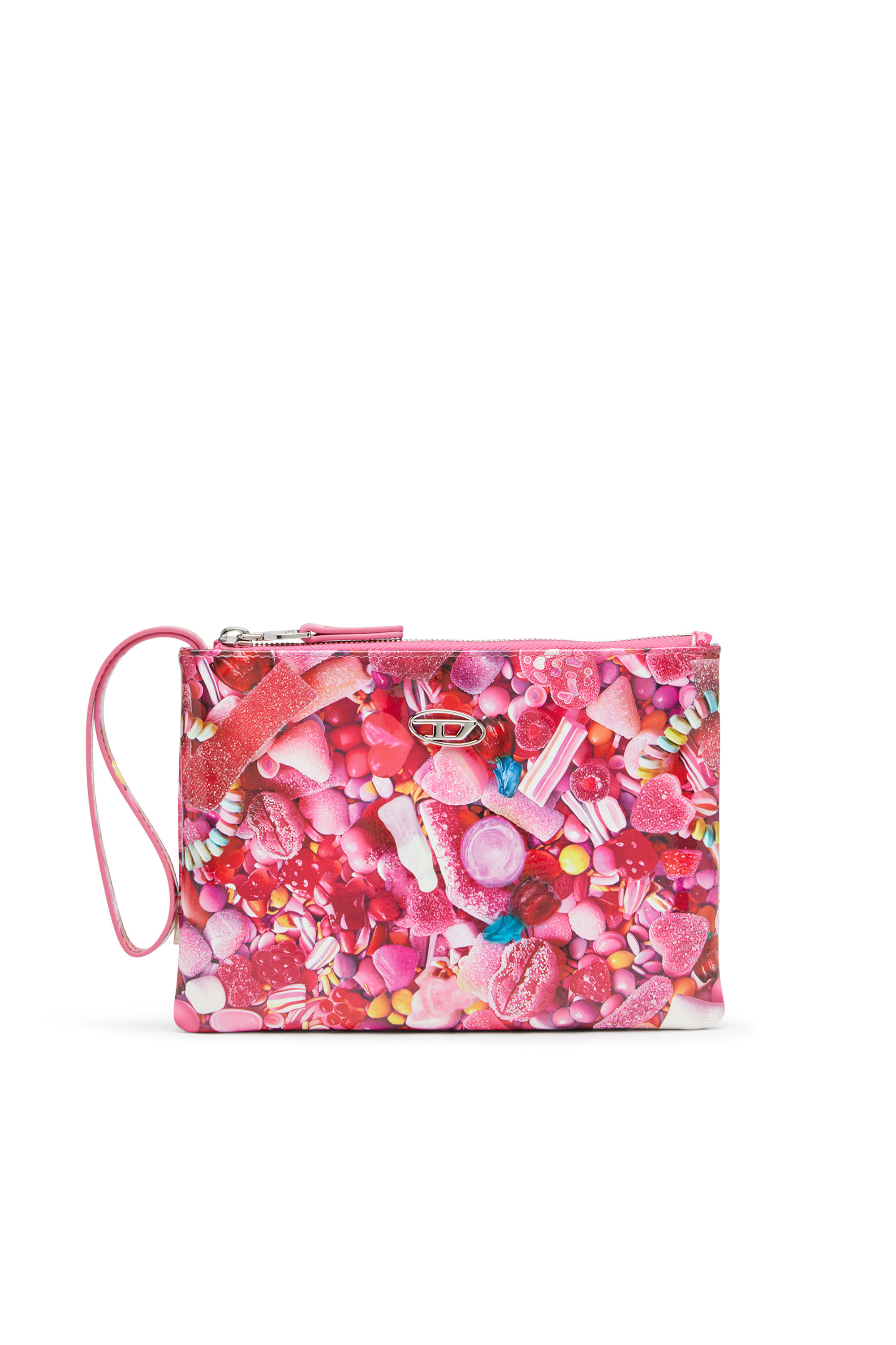 Diesel - Pouch in printed glossy PU - Small Wallets - Woman - Pink