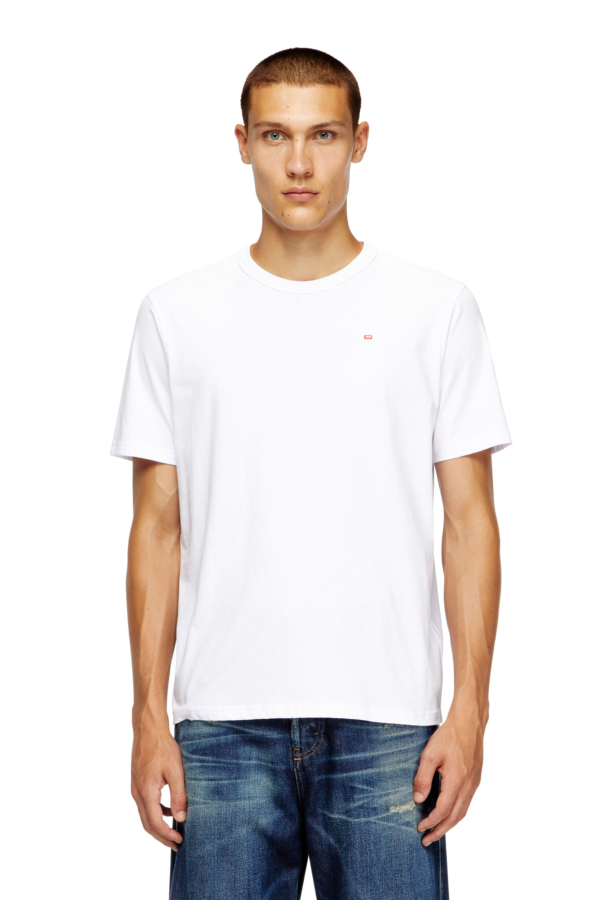 Diesel Unisex Blanco - Camiseta Con Logotipo Pequeño Bordado - Camisetas 3XL