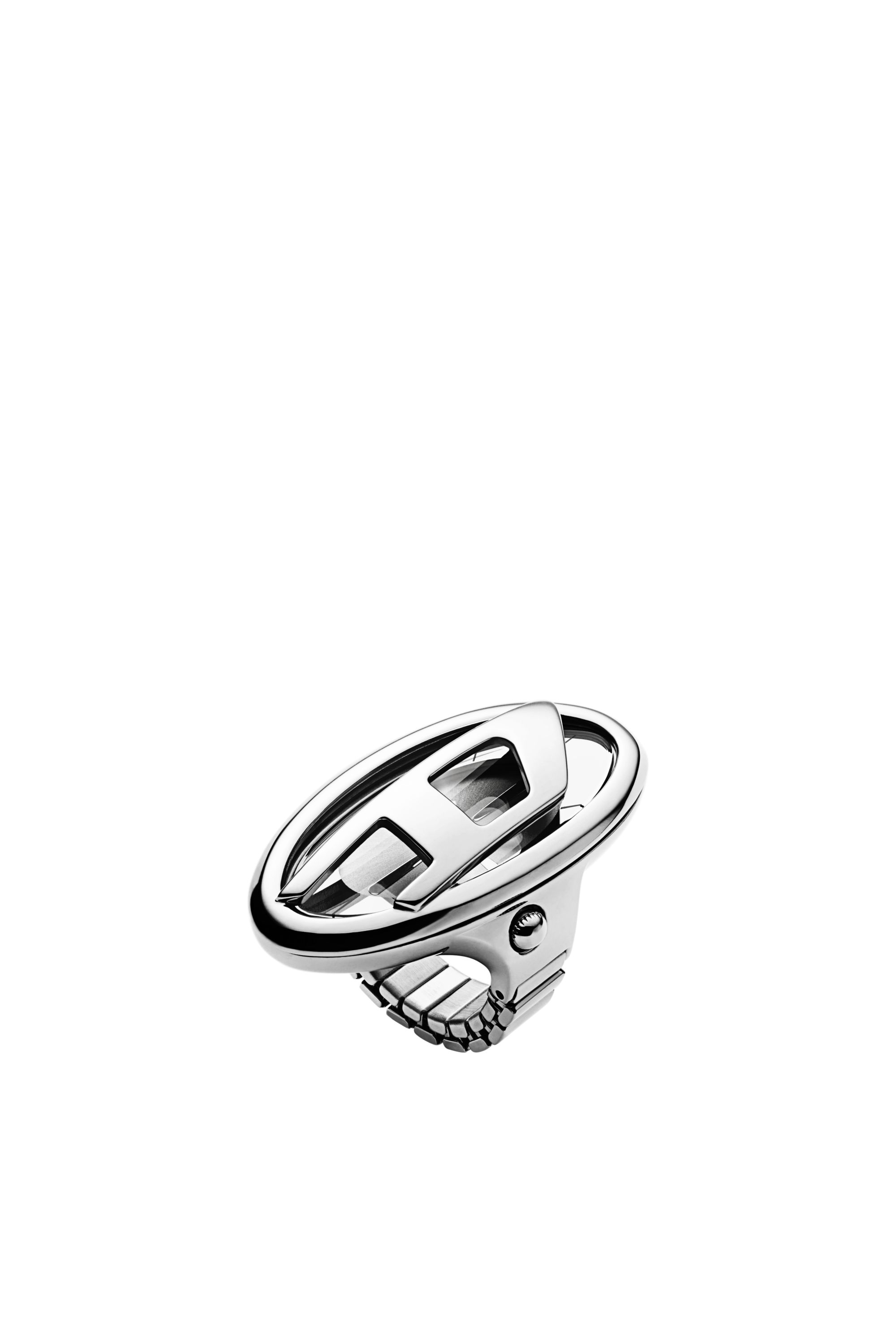 Diesel D-era Stainless Steel Ring Watch In Silver