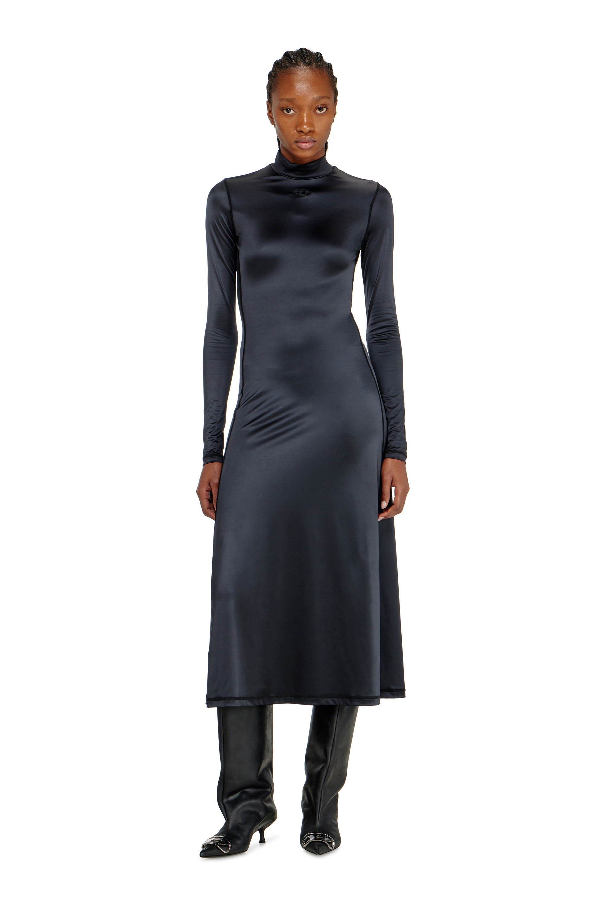 Diesel Women's Black - Fluid Midi Dress With Turtle Neck - Dresses - Woman Xxs