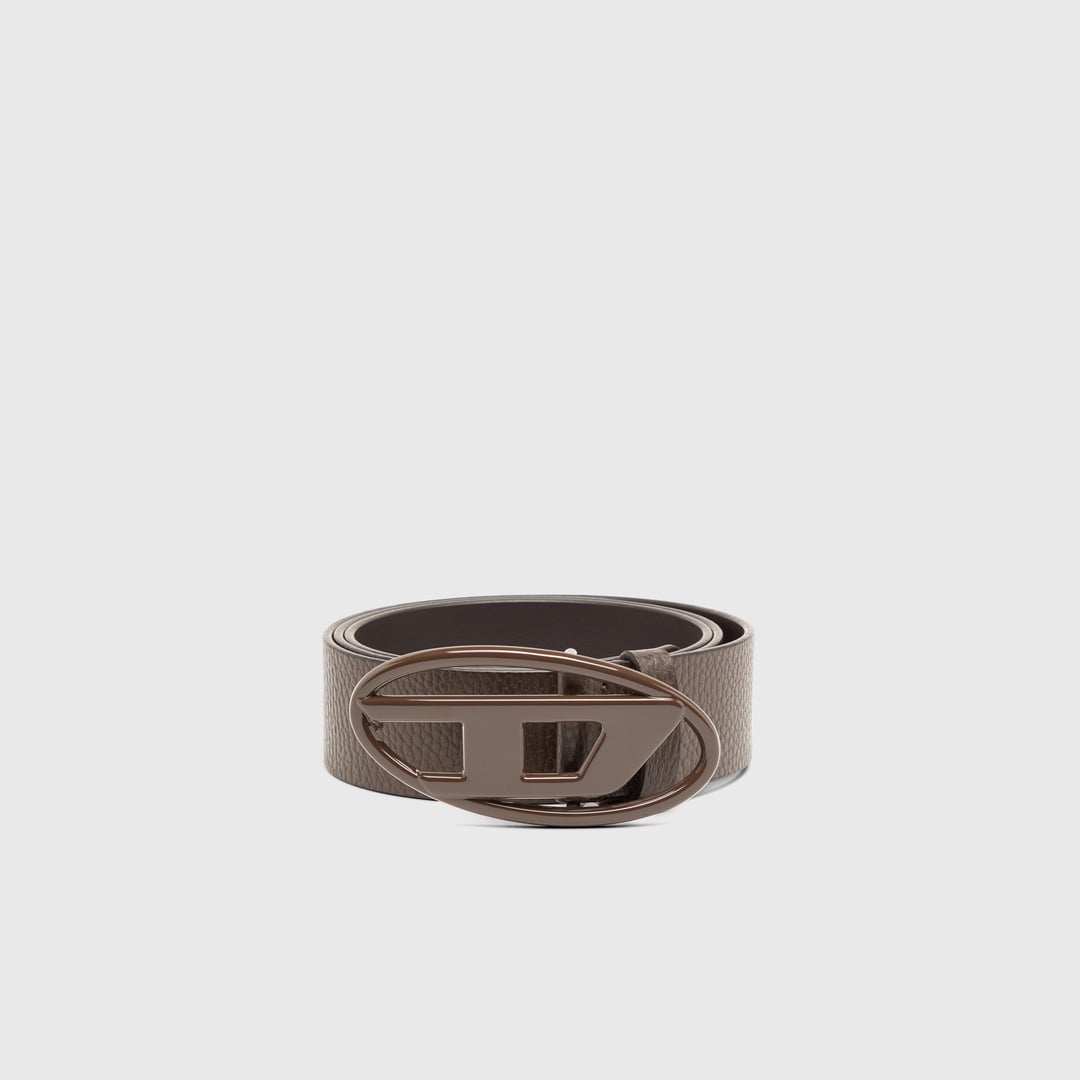 Diesel - Ceinture 4 cm en cuir avec boucle à logo Oval D mate - Ceintures - Mixte - Marron
