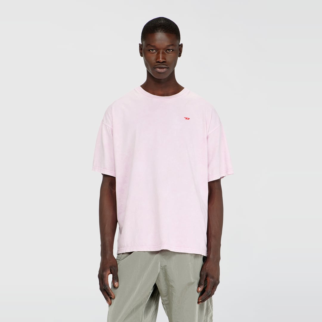 Diesel - Cotton T-shirt with treated effect - T-Shirts - Man - Pink