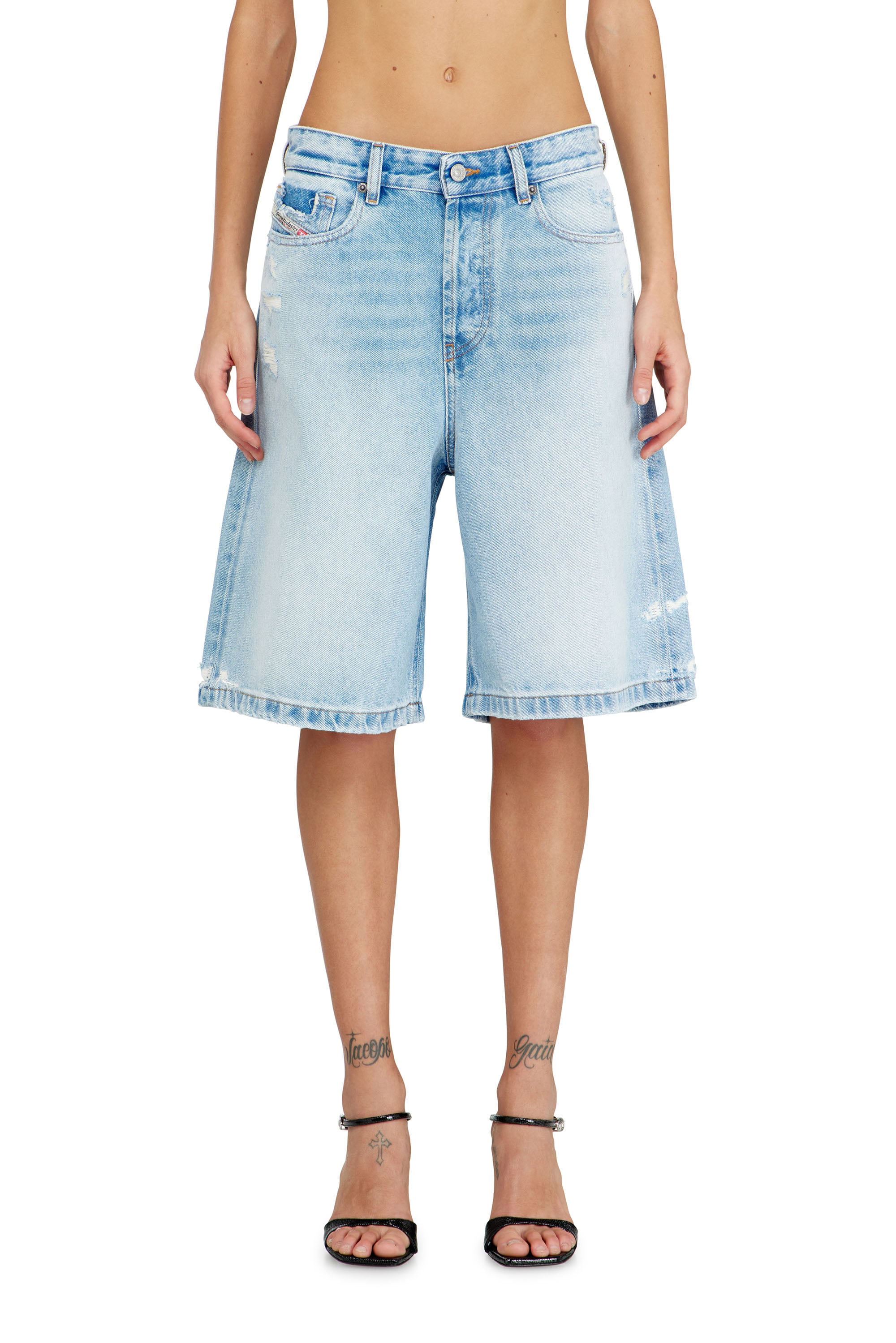 Diesel - Shorts in destroyed denim - Shorts - Woman - Blue