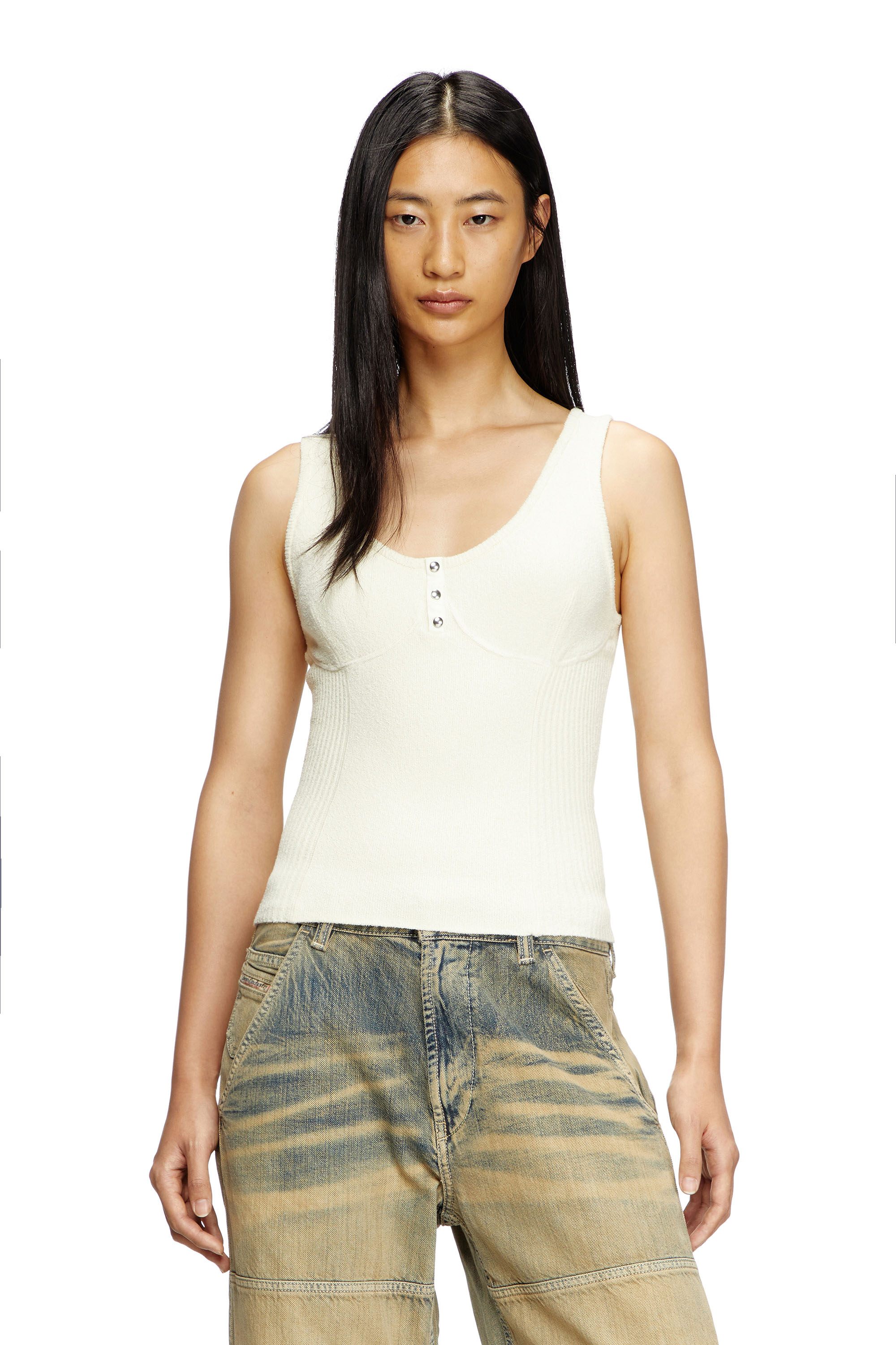 Diesel - Knitted tank top with bustier-effect - Tops - Woman - White