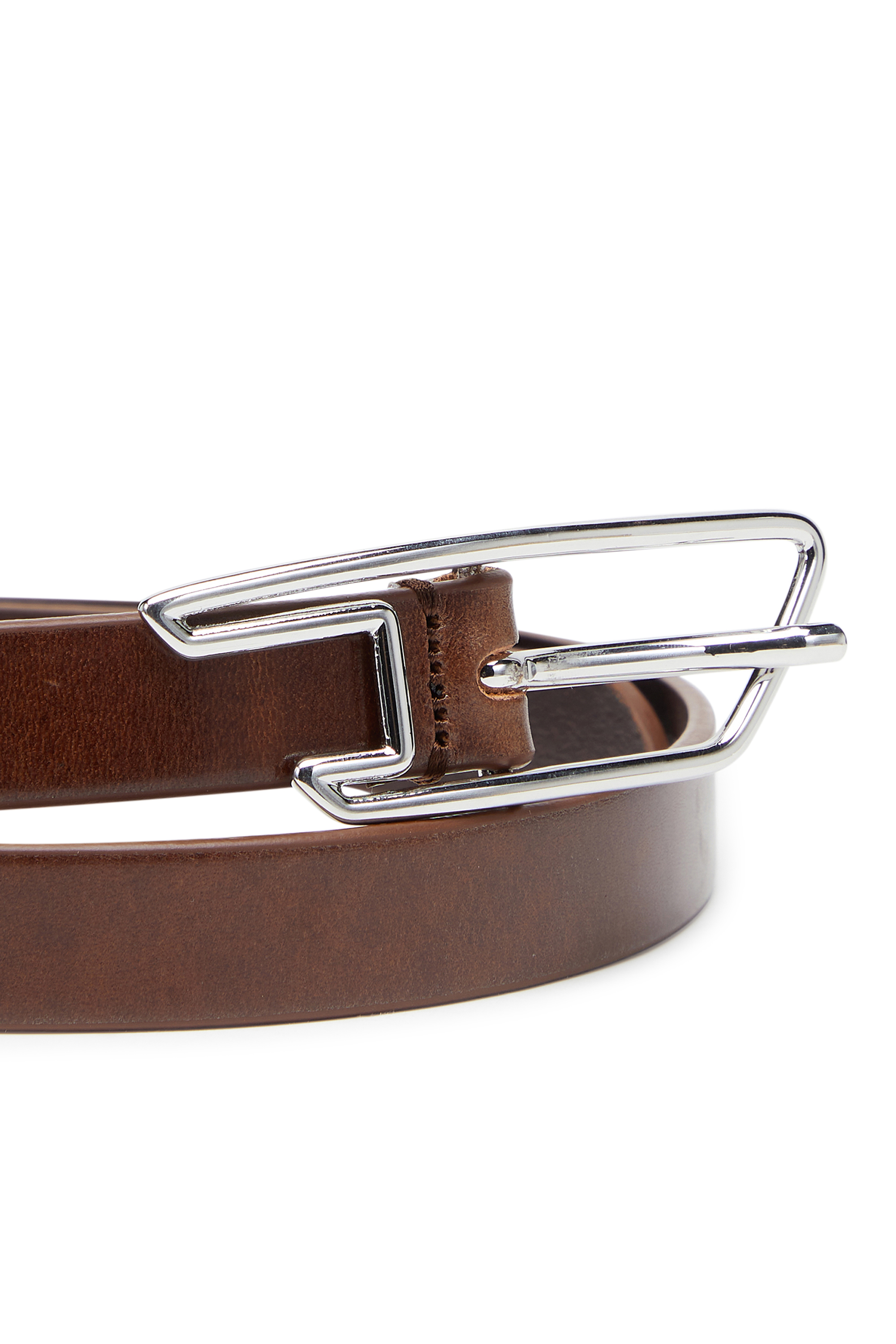 Diesel - B-D LINE W 20, Woman's 2cm belt in pull-up leather with D buckle in Brown - 3