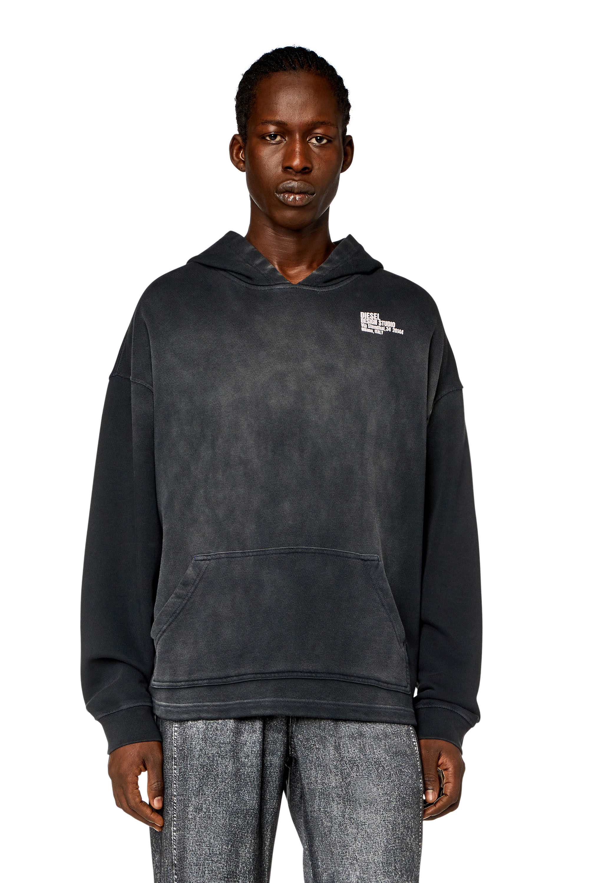 Diesel - Sweat-shirt à capuche avec imprimé Diesel Design Studio - Pull Cotton - Homme - Noir