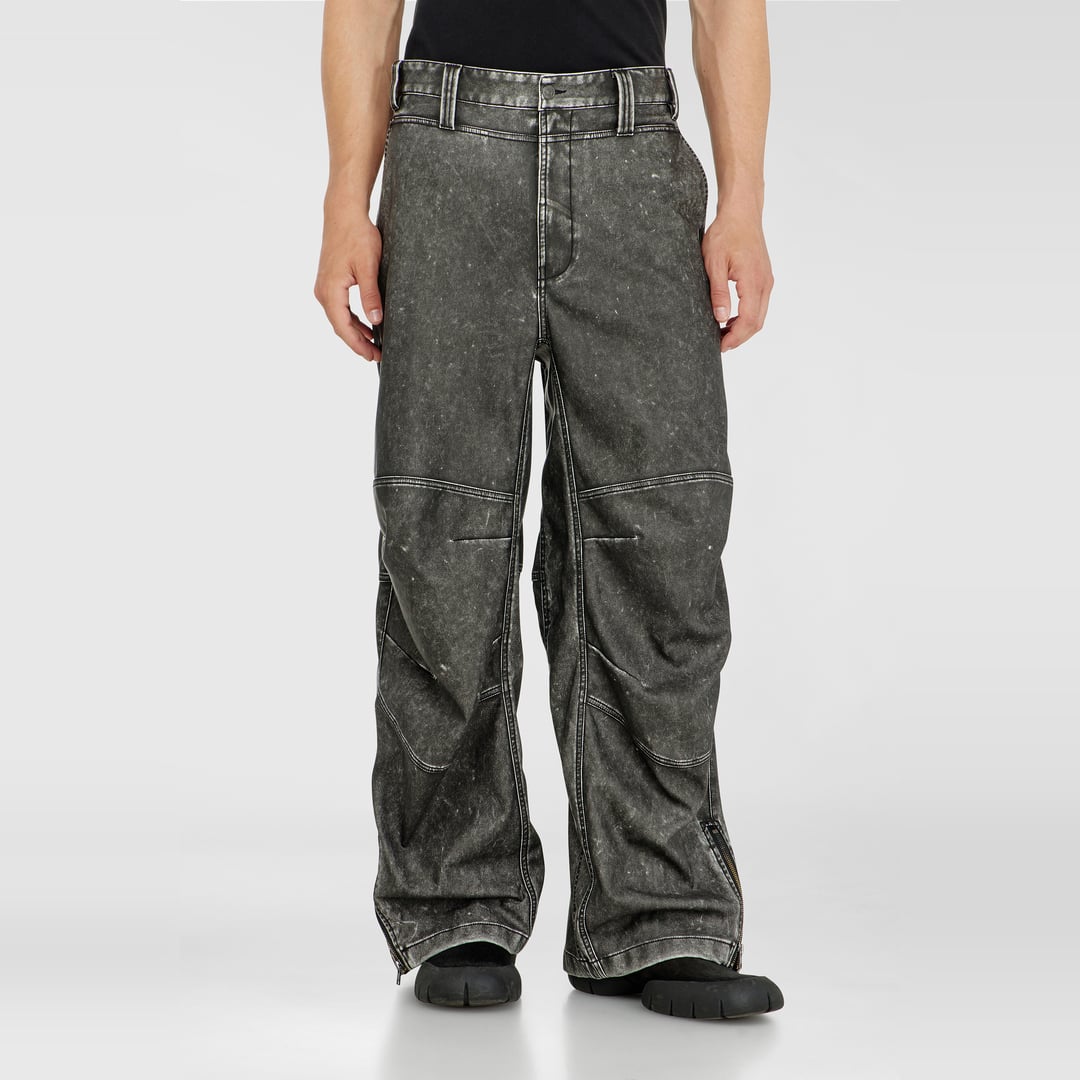 Diesel - Pants in distressed-effect bonded material - Pants - Man - Grey