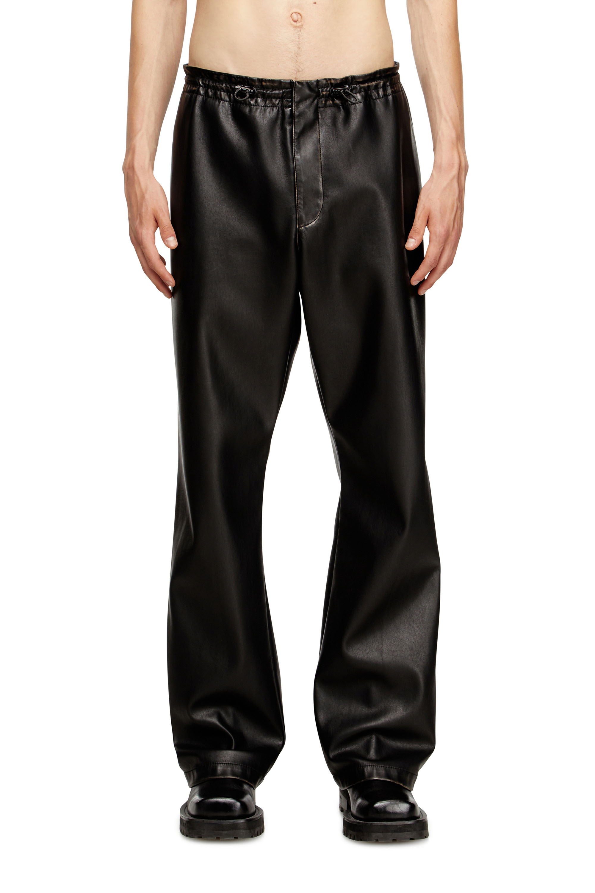 Diesel Pants In Treated Technical Fabric In Black